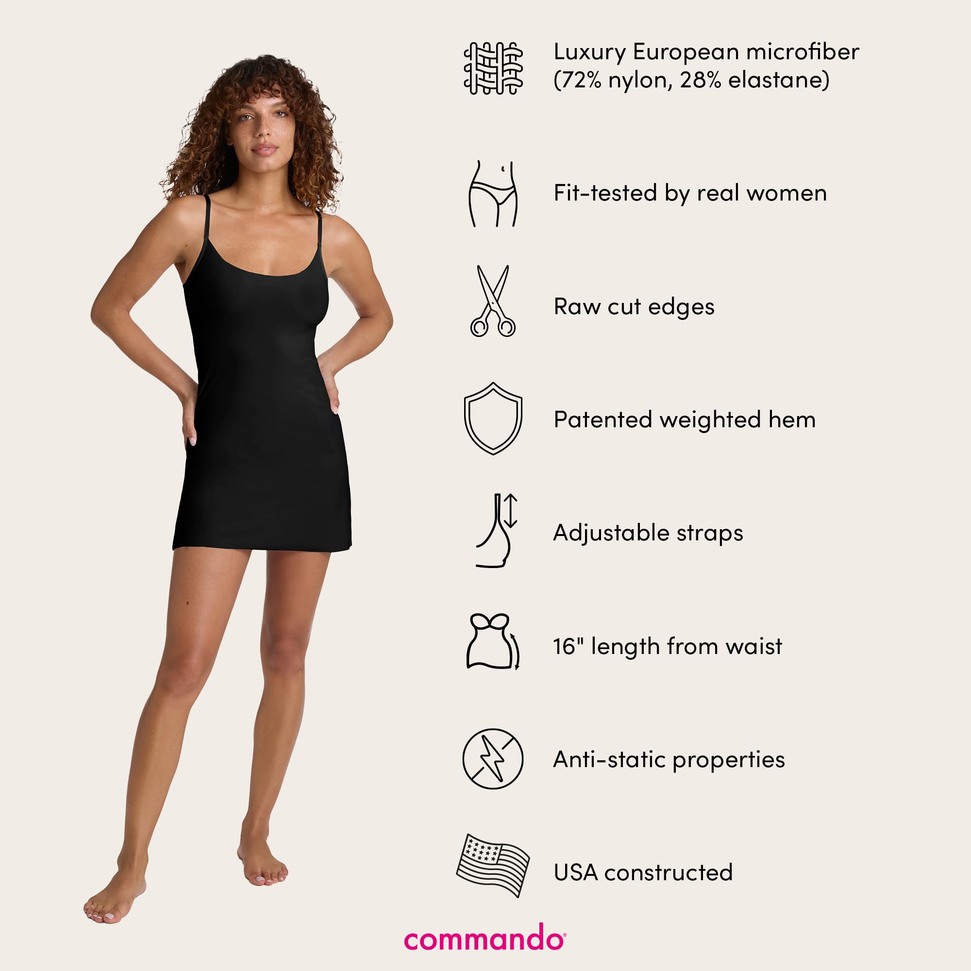 Commando Women's Mini Cami Slip - Seamless Stretch Lingerie for Comfort & Style | Perfect for Layering, Sleepwear & Everyday Wear