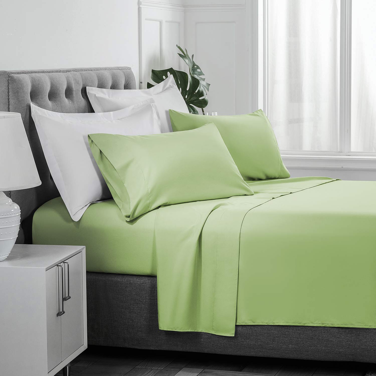 BASIC CHOICE Twin Size Sheet Set - Breathable & Cooling Bed Sheets for Kids & Teens - 3 Piece Luxury Hotel Quality Bedding - Extra Soft Deep Pocket Wrinkle Free Sage Sheets - Perfect for Dorm Rooms, Guest Beds & Sleepovers