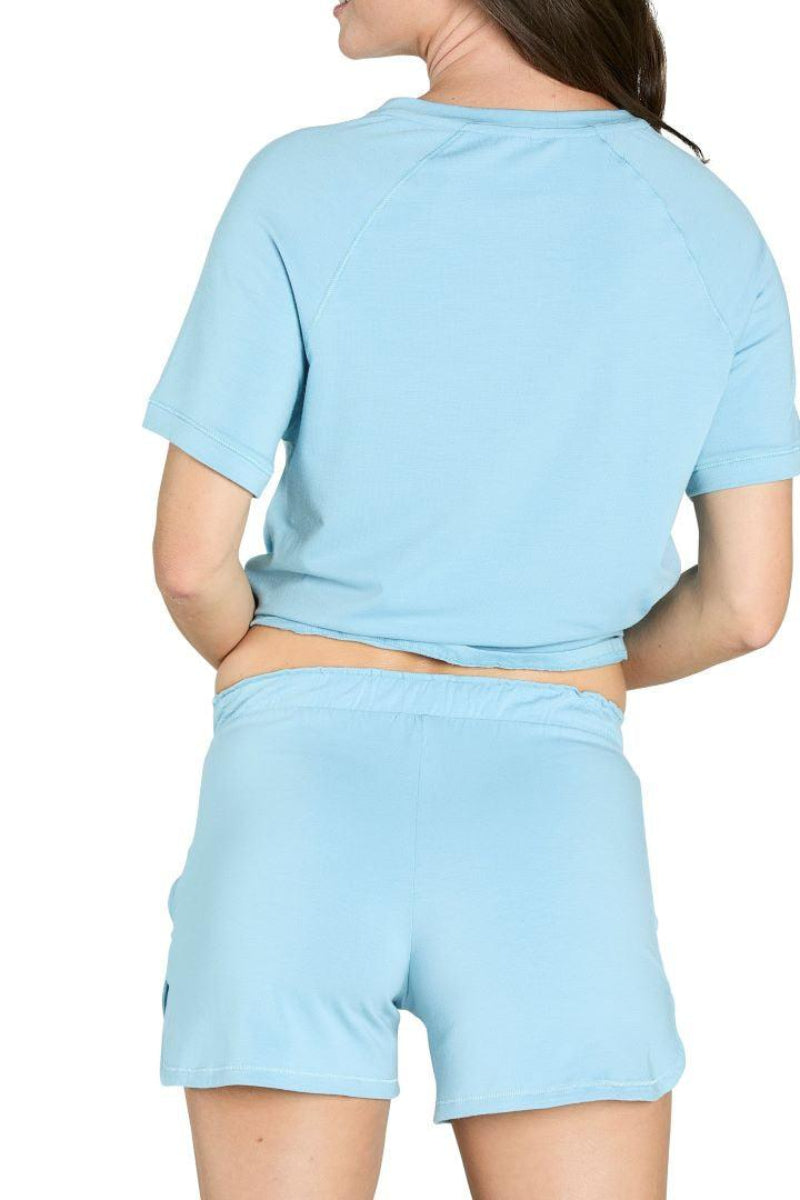 Comfortable Women's Loungewear Set - Soft Cotton Short Sleeve Top & Shorts Pajama Set for Sleep, Yoga, and Home Relaxation