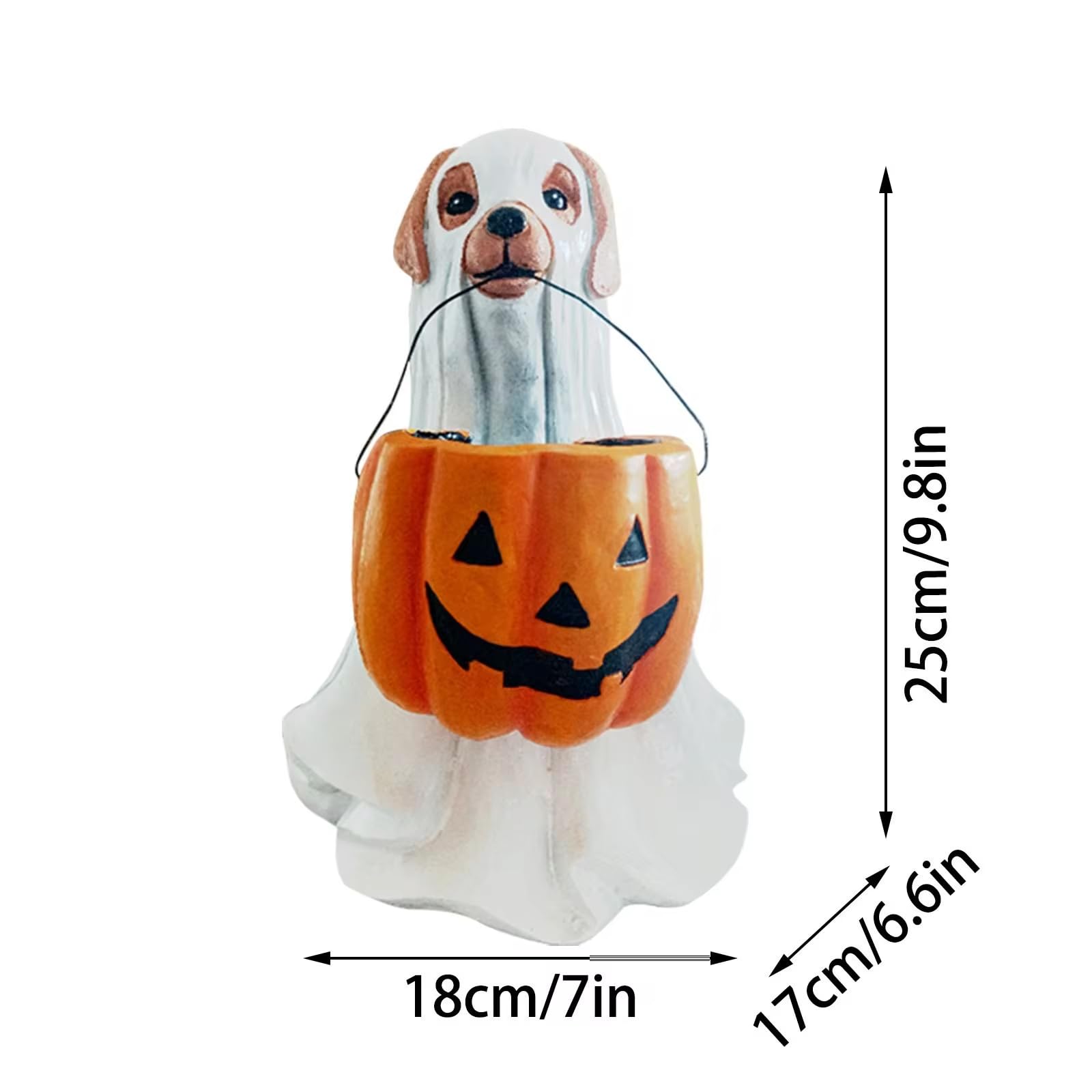 Spooky Ghost Dog Candy Bowl Holder - Halloween Decor with Pumpkin Candy Tray - Indoor & Outdoor Party Decoration for Halloween, Christmas, and Themed Events (Dog Statue)
