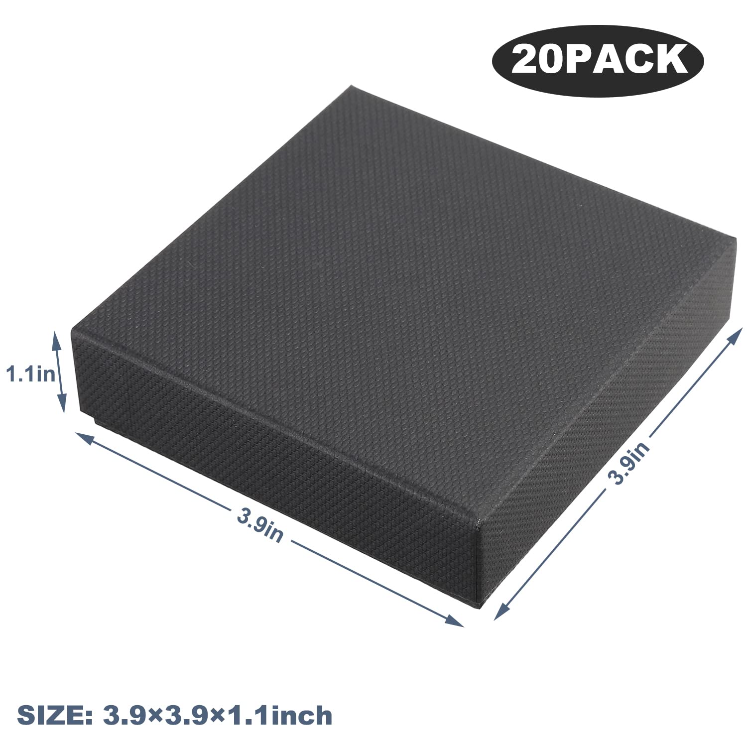 Frantis 20 Pack Jewelry Gift Boxes - Premium Thick Paper Jewelry Packaging Boxes with Cotton Filling & Lids for Bracelets, Rings & Necklaces - Perfect for Wedding, Birthday & Anniversary Gifts (Black-A)