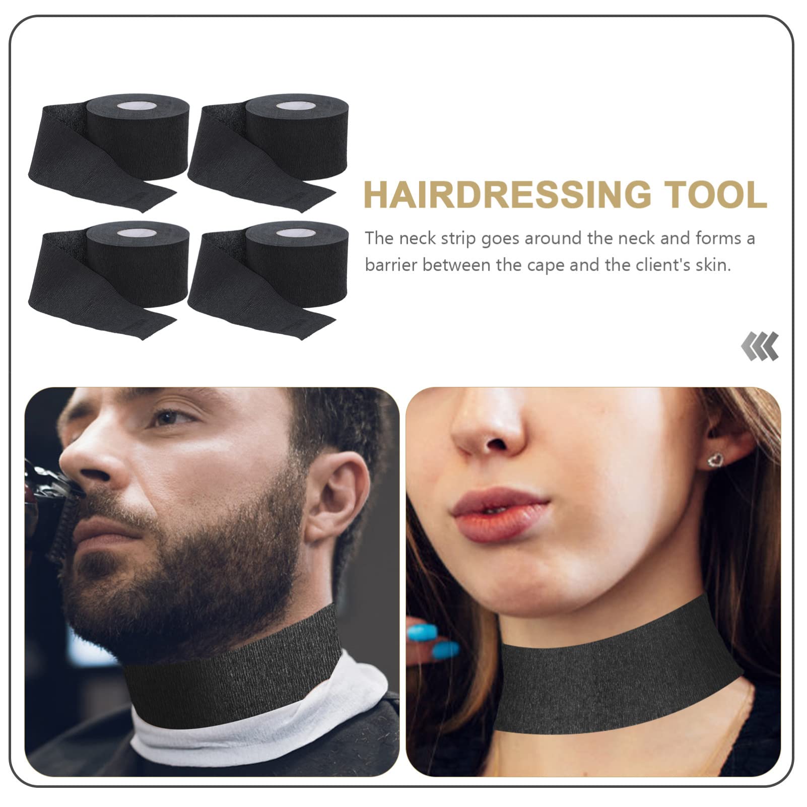 Healifty 4 Rolls Stretchy Hair Salon Scarf Paper - Barber & Hairdressing Accessories, Hair Styling Wrap & Neck Collar for Professional Salons & Home Use