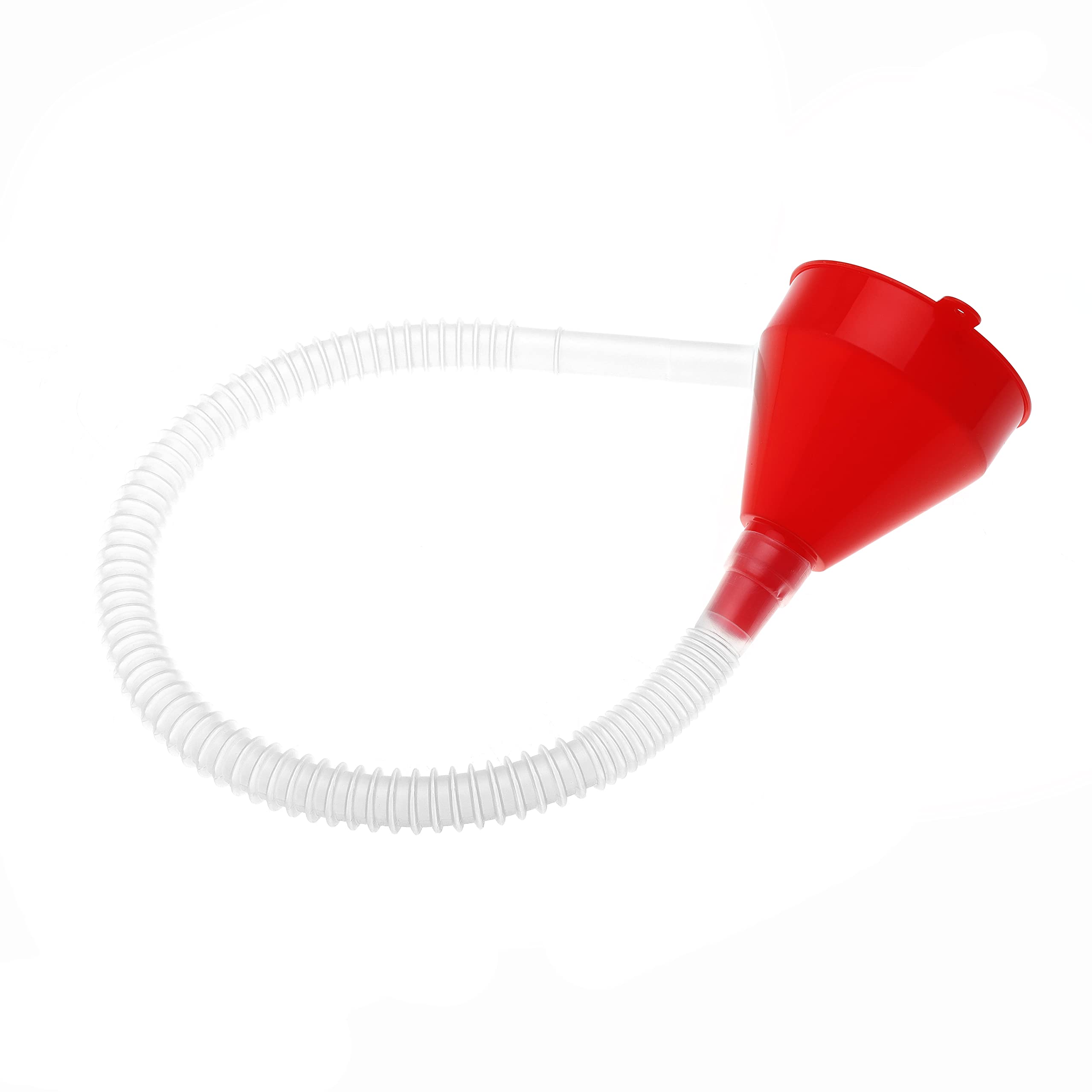 Flexible Fuel Funnel with Long Hose - Plastic Small Wide Mouth Filling Funnel for Engine Oil, Gas, Gasoline, Diesel, Water & Transmission Fluid - Perfect for Cars, Trucks & Motorcycles (Red, 1-Pack)