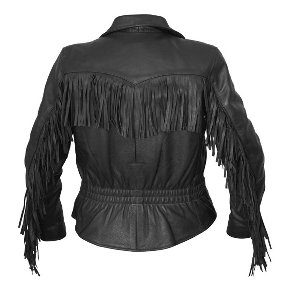Women's Fringed Real Cow Leather Jacket - Genuine Biker Style Jacket for Women - Perfect for Motorcycle Riding, Casual Outfits & Night Out