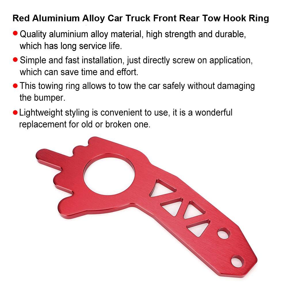Universal Red Aluminum Alloy Car Tow Hook Ring Kit - Front & Rear Towing Ring for Trucks & SUVs - Off-Road Recovery & Emergency Towing Accessory