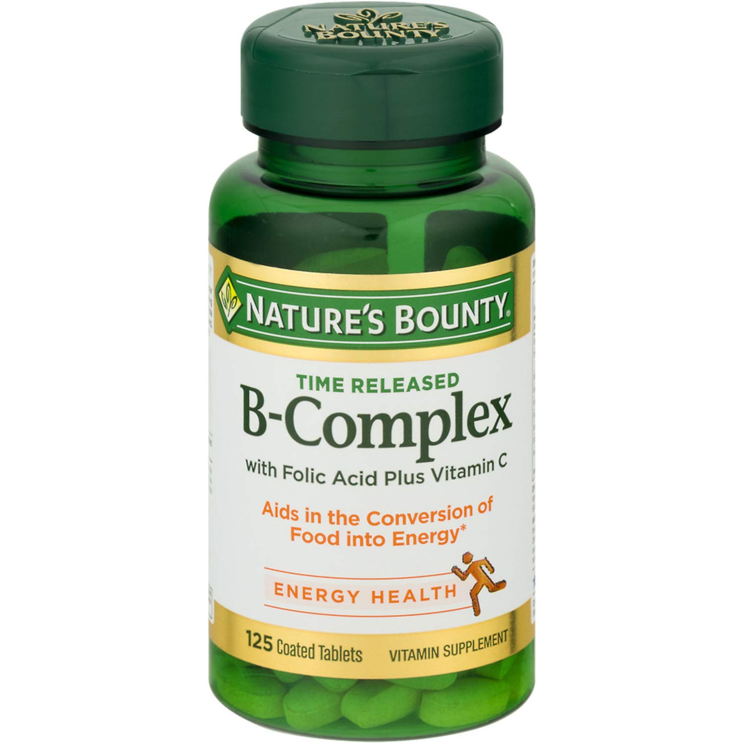 Nature's Bounty B-Complex with Folic Acid & Vitamin C Supplement - 125 Tablets (10 Pack) for Immune Support & Energy Boost - Perfect for Daily Wellness & Active Lifestyle