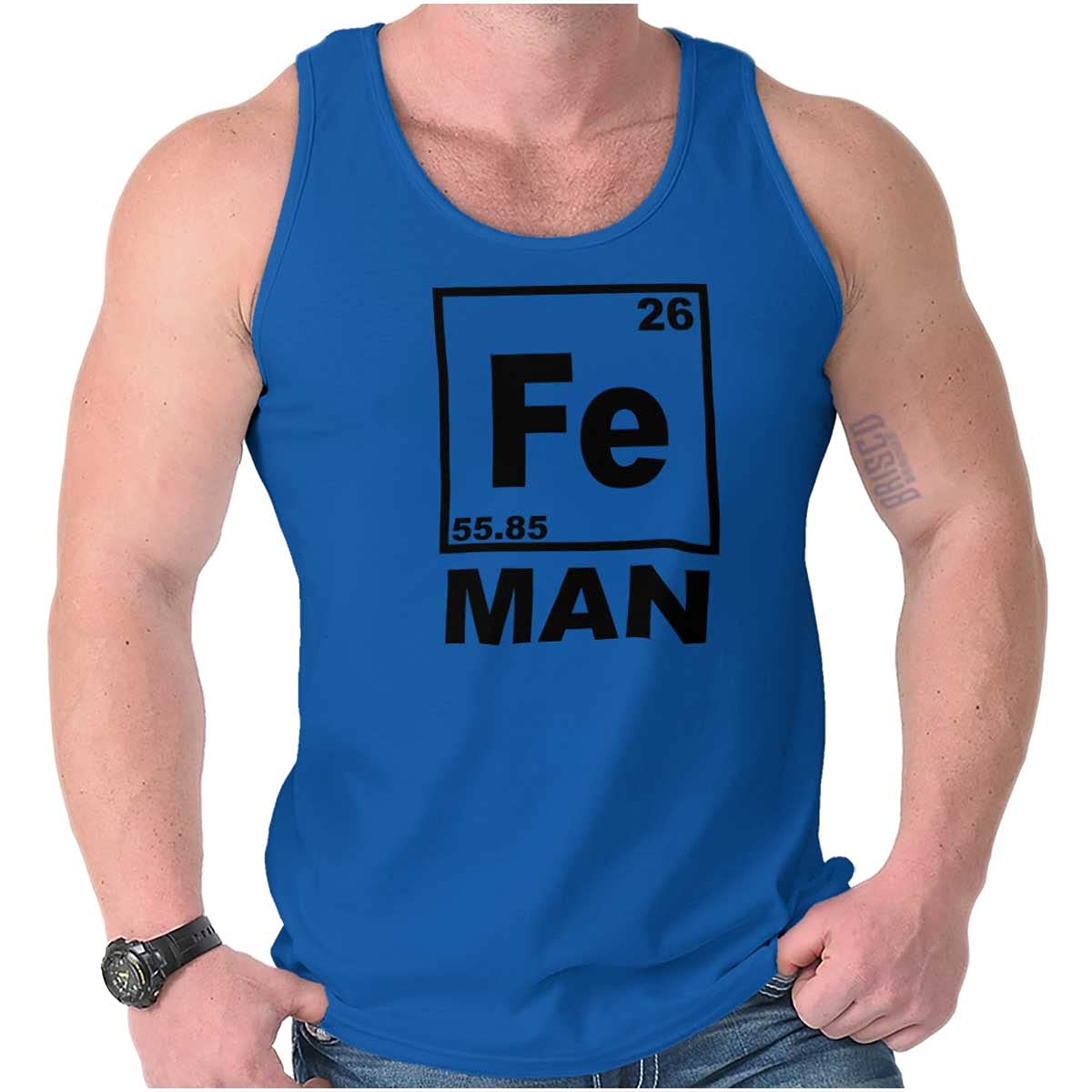 Fe Iron Science Elements Superhero Graphic Tank Top - Sleeveless Muscle Tee for Men | Perfect for Gym, Cosplay & Comic Conventions