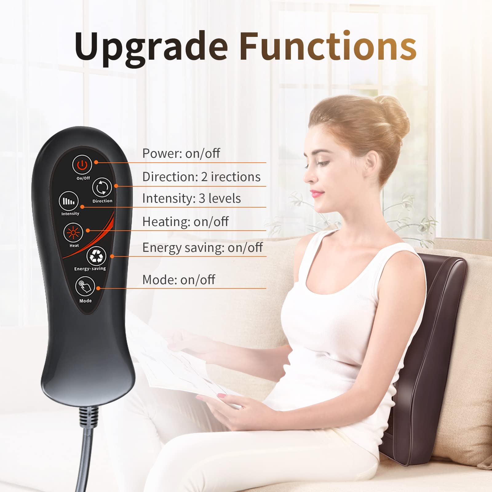 Shiatsu Massage Pillow with Heat - Neck and Back Massager for Pain Relief, Shoulder & Leg Relaxation - Perfect Gift for Men, Women, Mom & Dad - Use at Home, Office or Car for Stress Relief & Muscle Relaxation