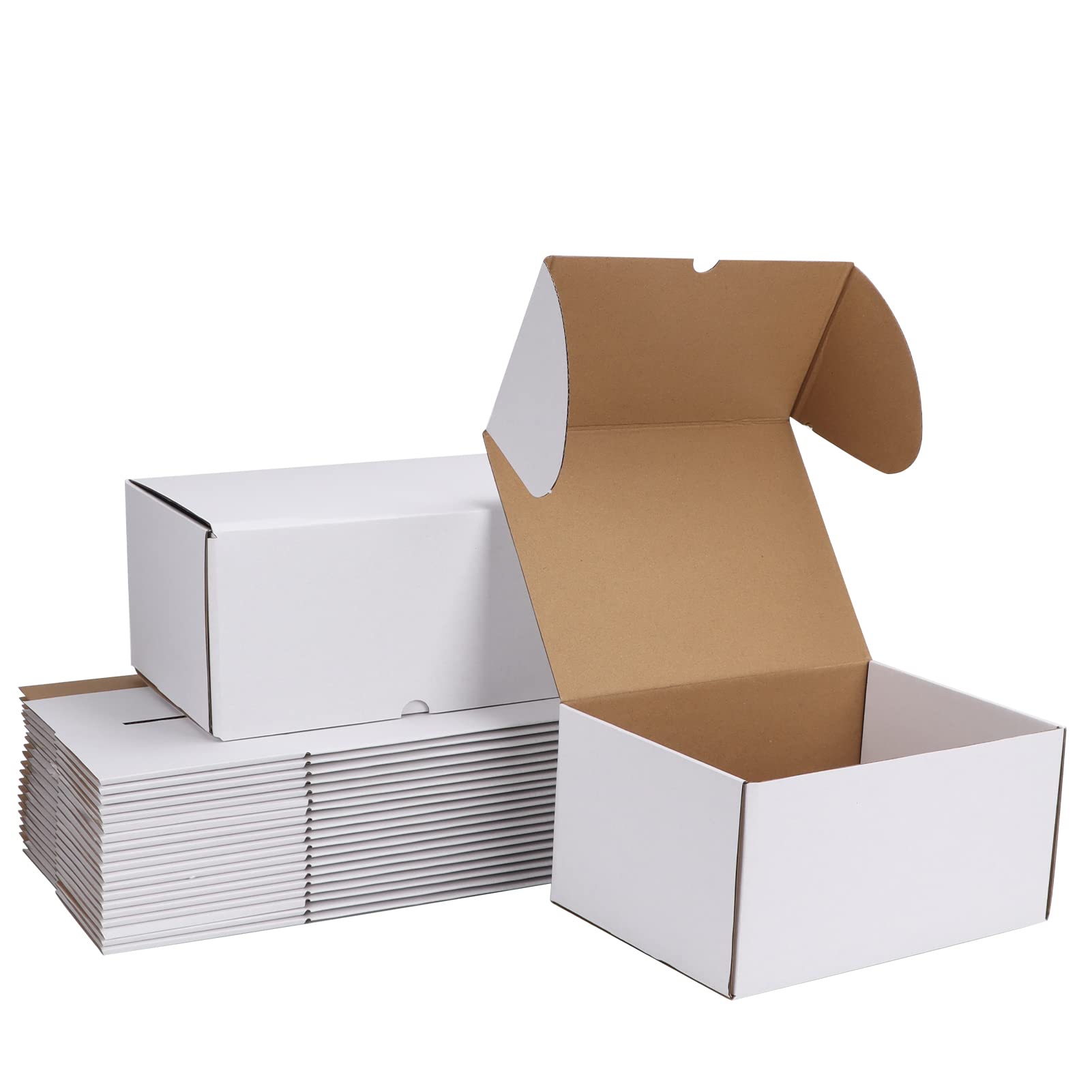 ZBEIVAN 10x7x5 White Shipping Boxes (20-Pack) - Corrugated Mailers for Small Business & Gifts