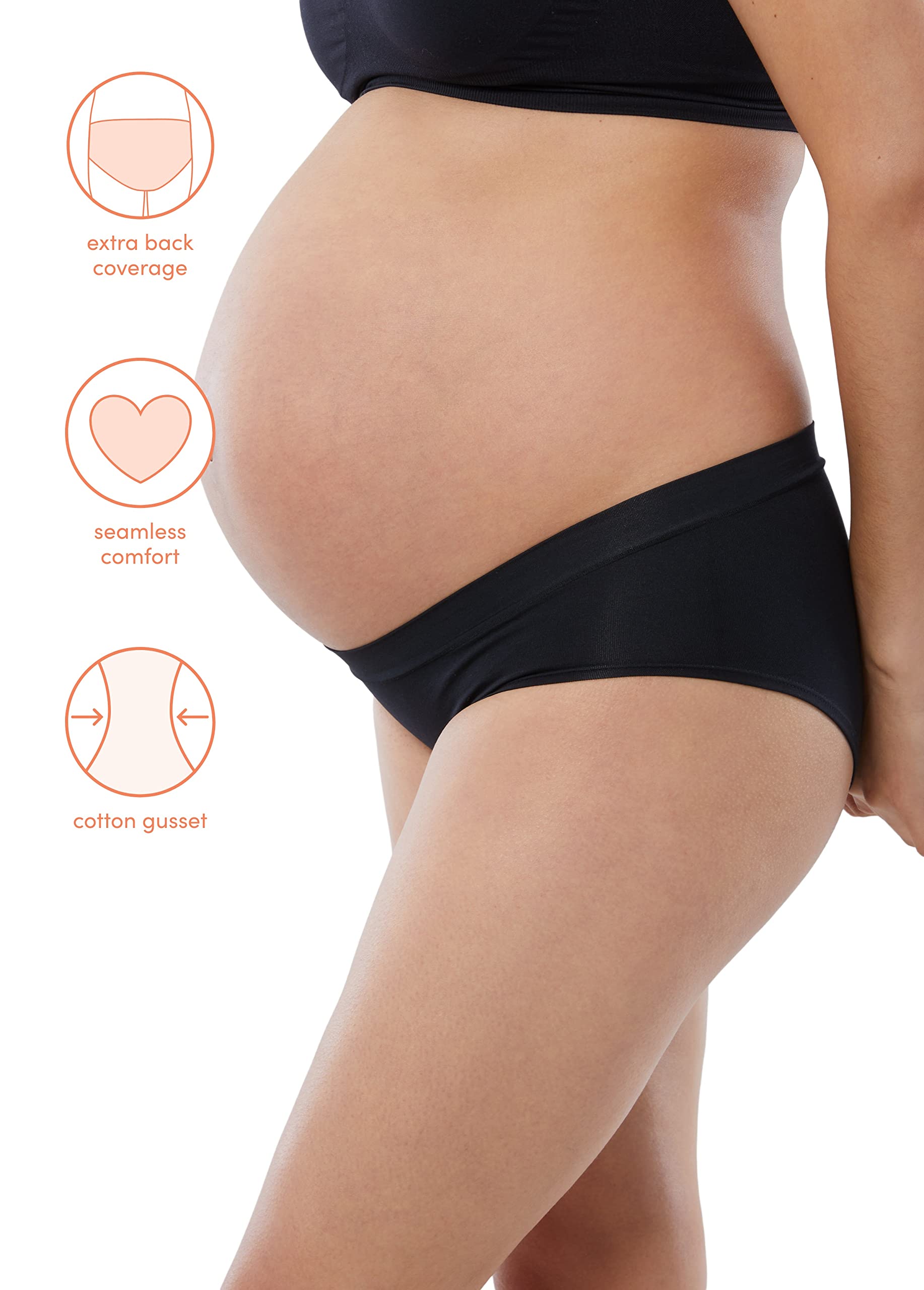 Ingrid & Isabel Basics Seamless Maternity Underwear 3-Pack - Soft Under Belly Fit for Pregnancy Comfort - Perfect for Everyday Wear, Work & Sleep