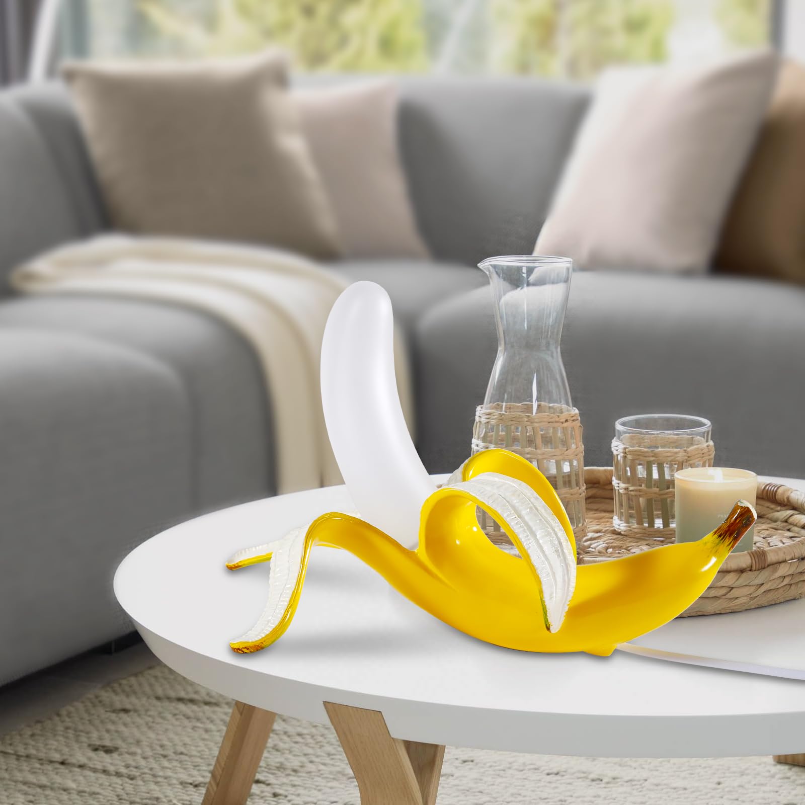 MAYOLA Modern Banana Table Lamp - LED Desk Lamp & Night Light with Baking Finish Resin for Living Room, Bedroom, Home Office, Kids Room - Perfect for Reading, Decor, and Cozy Ambiance (Lying Style)