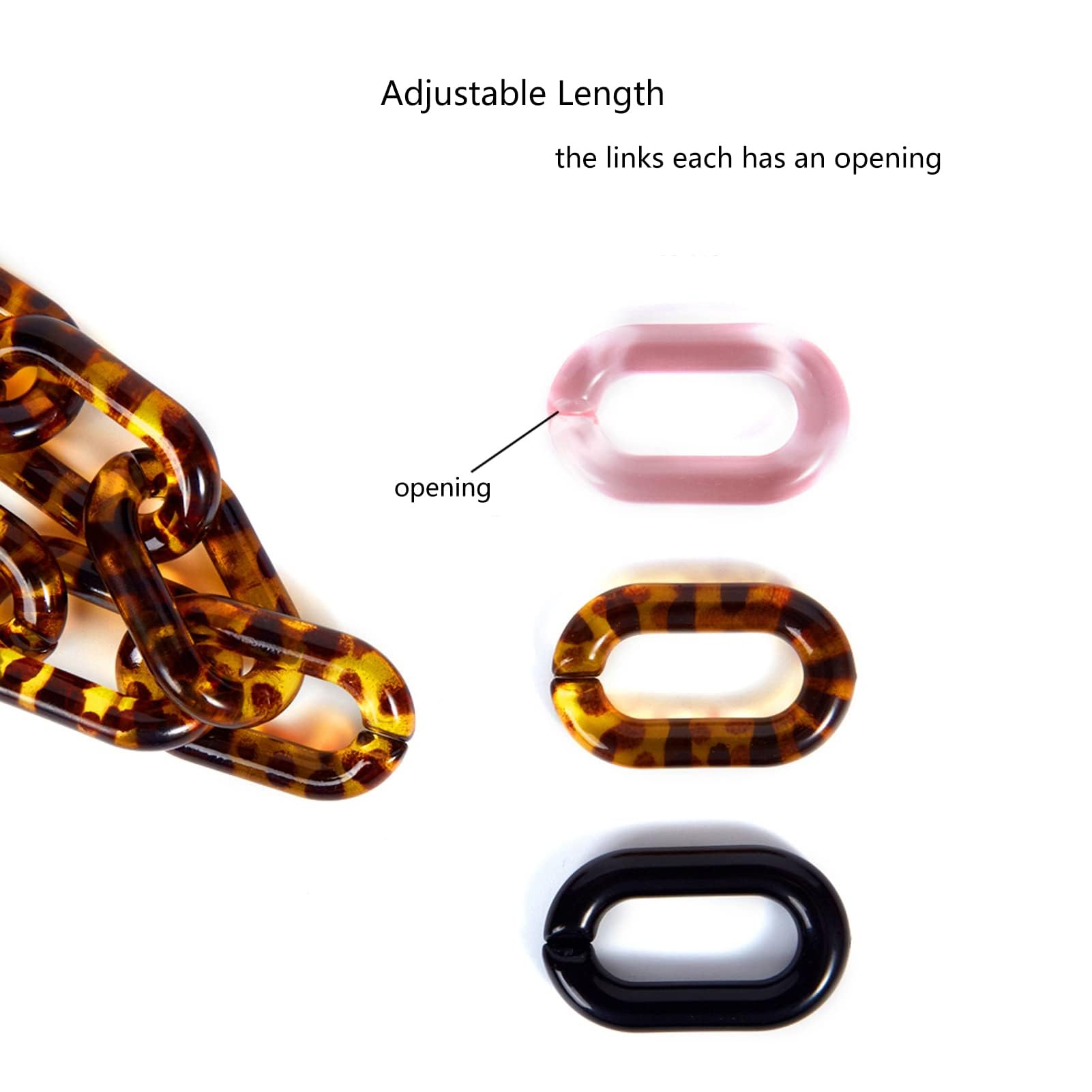 Yichain Chunky Acrylic Purse Strap - Durable Bag Chain Handle Replacement for Handbags & Purses - DIY Fashion Accessory & Decoration (Transparent) - Perfect for Customizing Tote Bags, Shoulder Bags & Evening Clutches