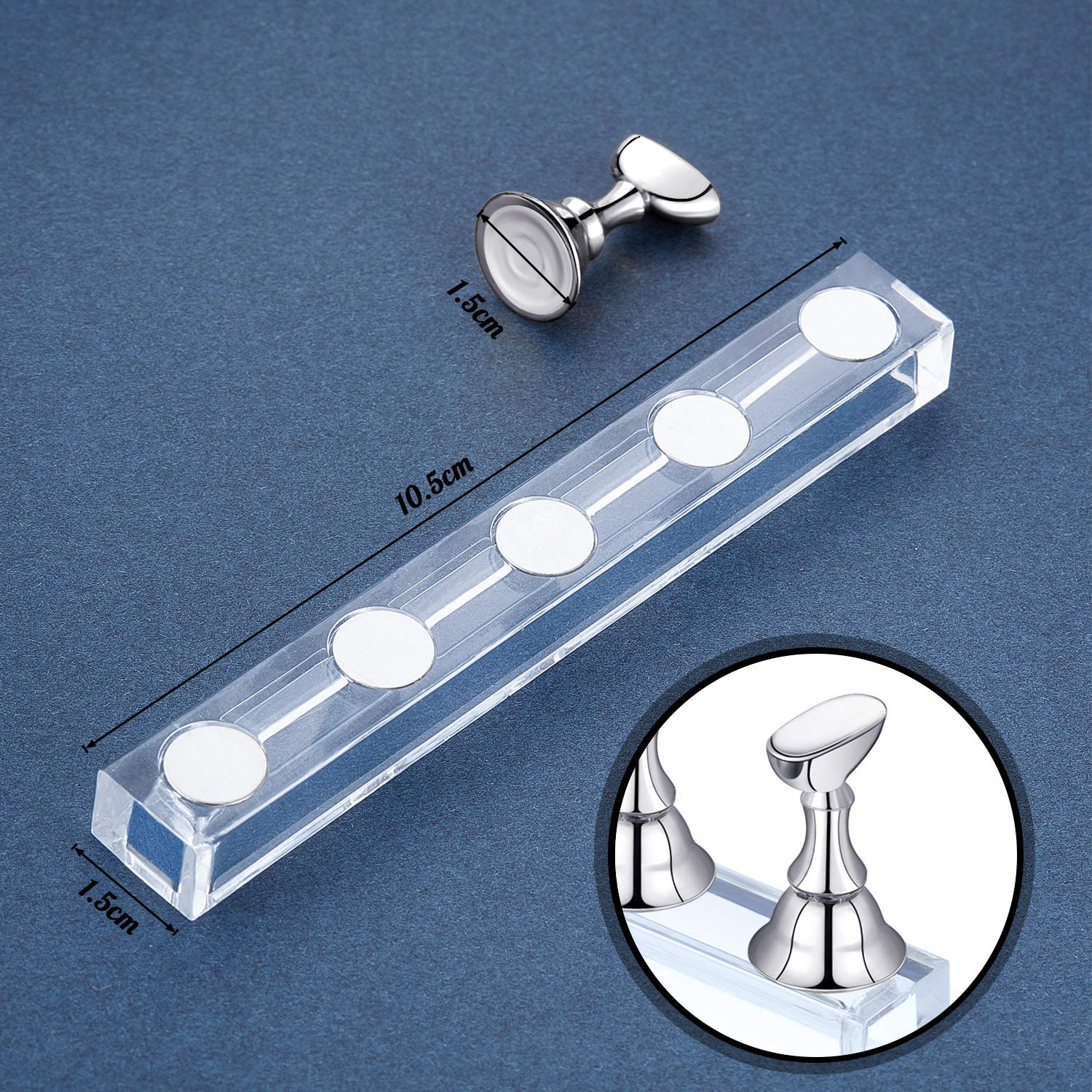 Blulu 2 Sets Magnetic Acrylic Nail Display Stand - Press on Nails Practice Holder for DIY Painting & False Nails - Salon & Home Manicure Tool (Silver) | Perfect for Nail Artists, Beginners & Home Salon Use