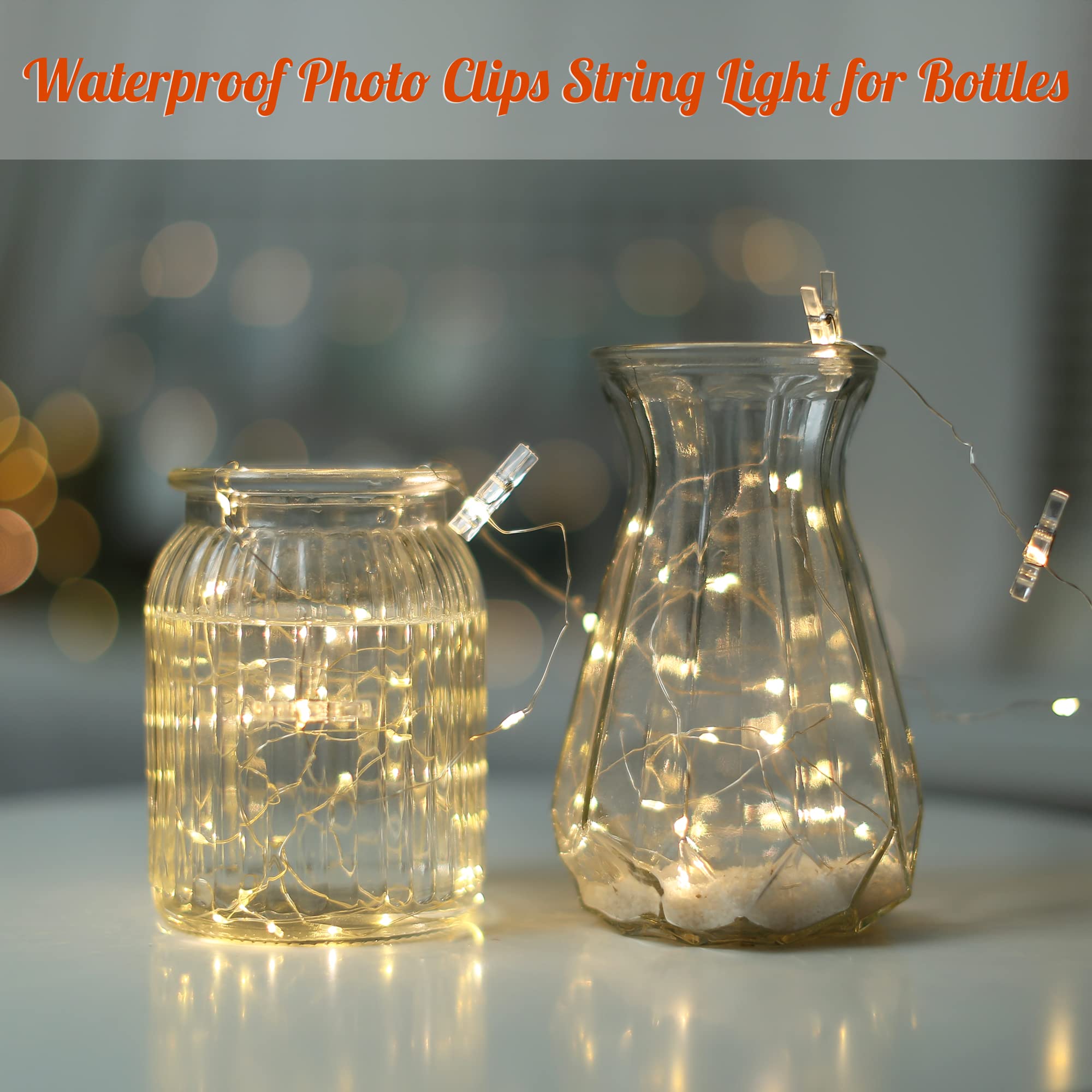 33FT Photo Clip String Lights with 51 Clear Clips - Battery Operated Fairy Lights for Pictures, Wall Decor, Bedroom, Dorm, Wedding & Christmas Tree - Perfect for Home Decor, Party Lighting and Cozy Ambiance