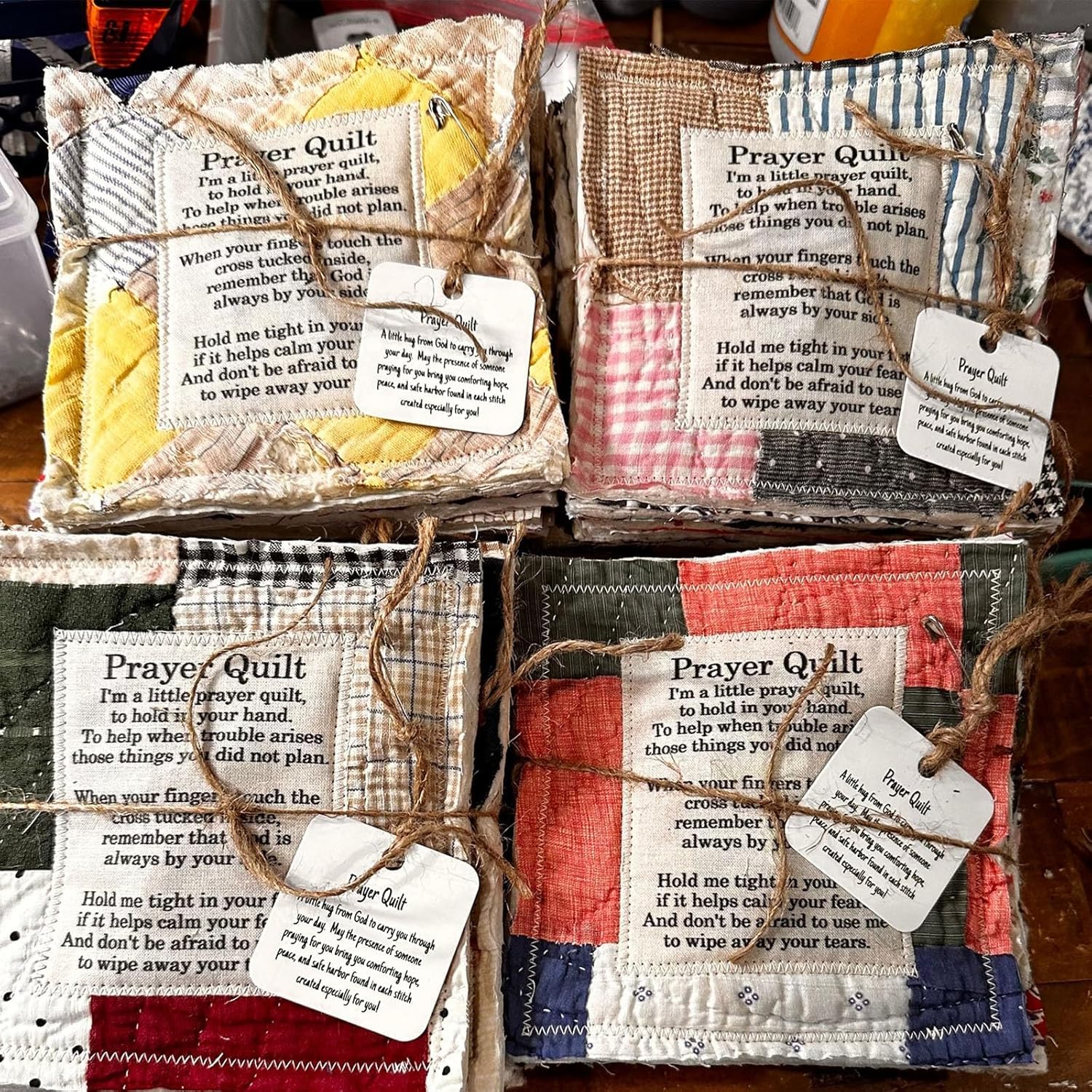 Handmade Cross Prayer Quilt - Individually Sewn Colorful Pocket Mini Quilts for Sympathy, Remembrance & Christian Gifts | Perfect for Comfort, Prayer Groups, Hospital Visits & Spiritual Healing