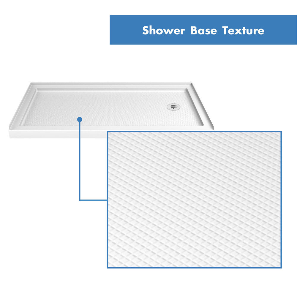 DreamLine Infinity Z 32x60x74.75 Inch Frosted Glass Sliding Shower Door - Brushed Nickel Frame with White Base & Center Drain - Perfect for Modern Bathroom Renovations & Spa-Like Showers