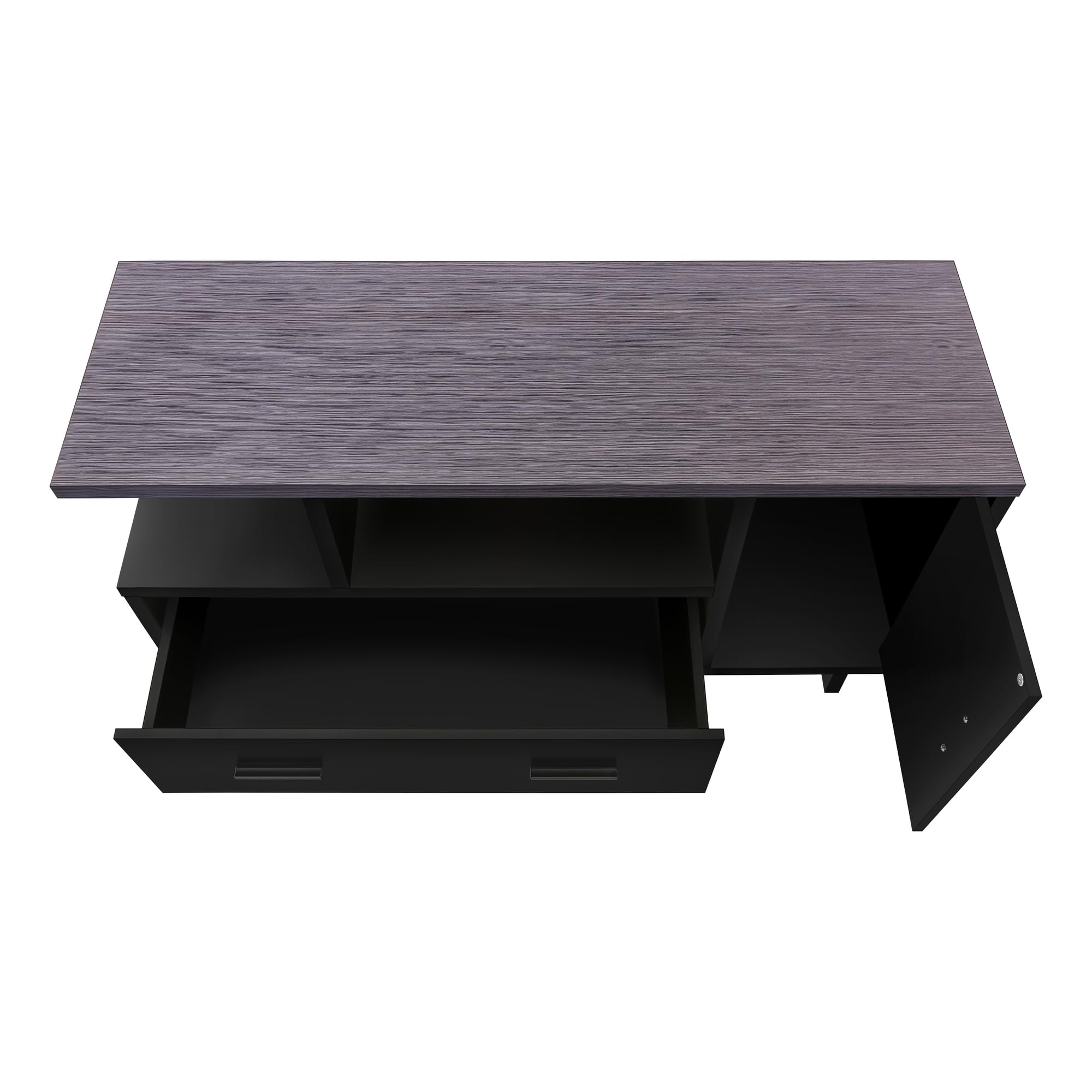 Monarch Specialties I STAND-48 L Grey TV Stand with Storage - Modern Entertainment Center for Living Room, Bedroom & Home Theater - Black