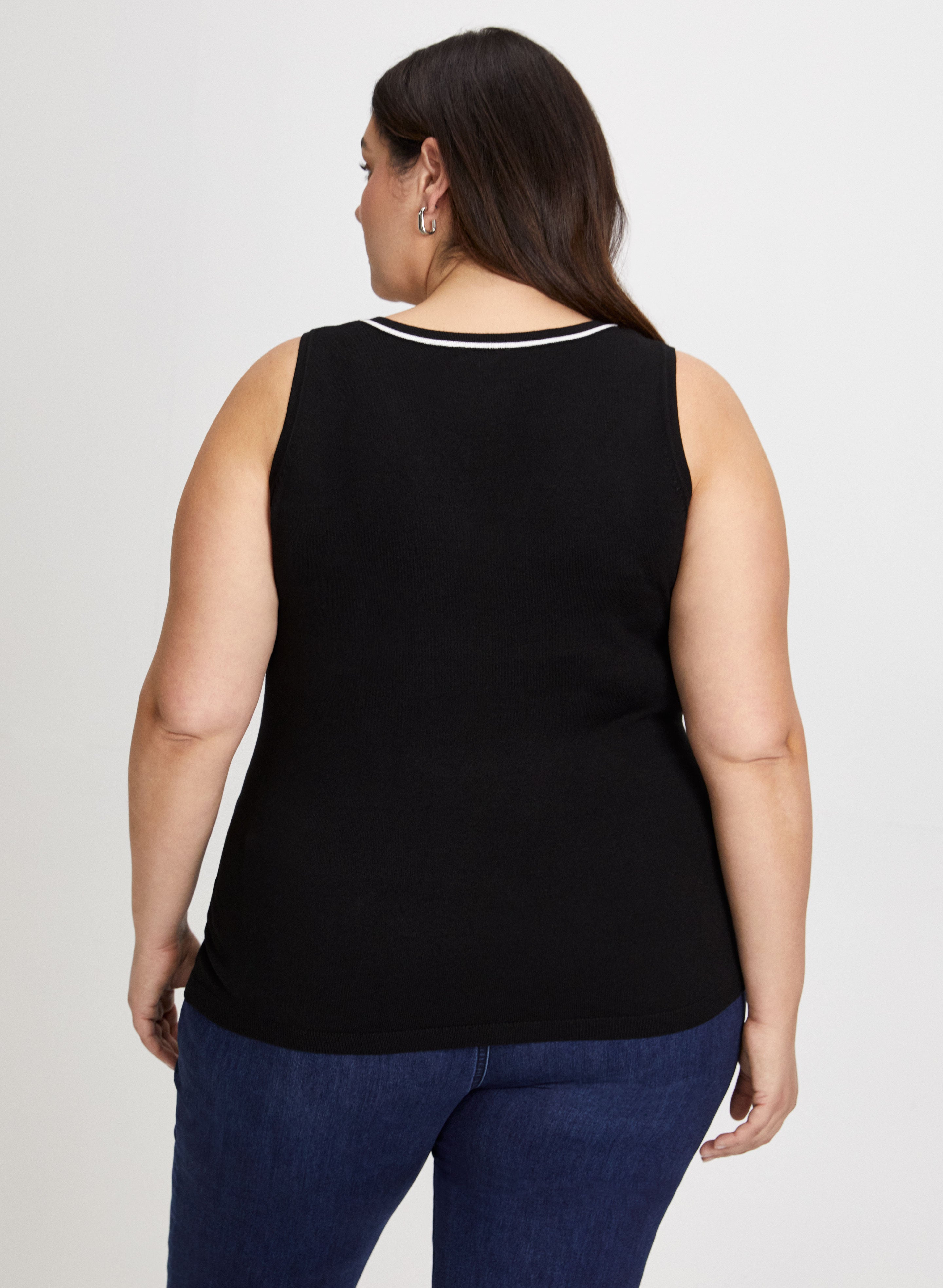 Stylish Contrast Stripe Sleeveless Knit Top for Women - Summer Casual Wear, Beach Outfit & Layering Essential