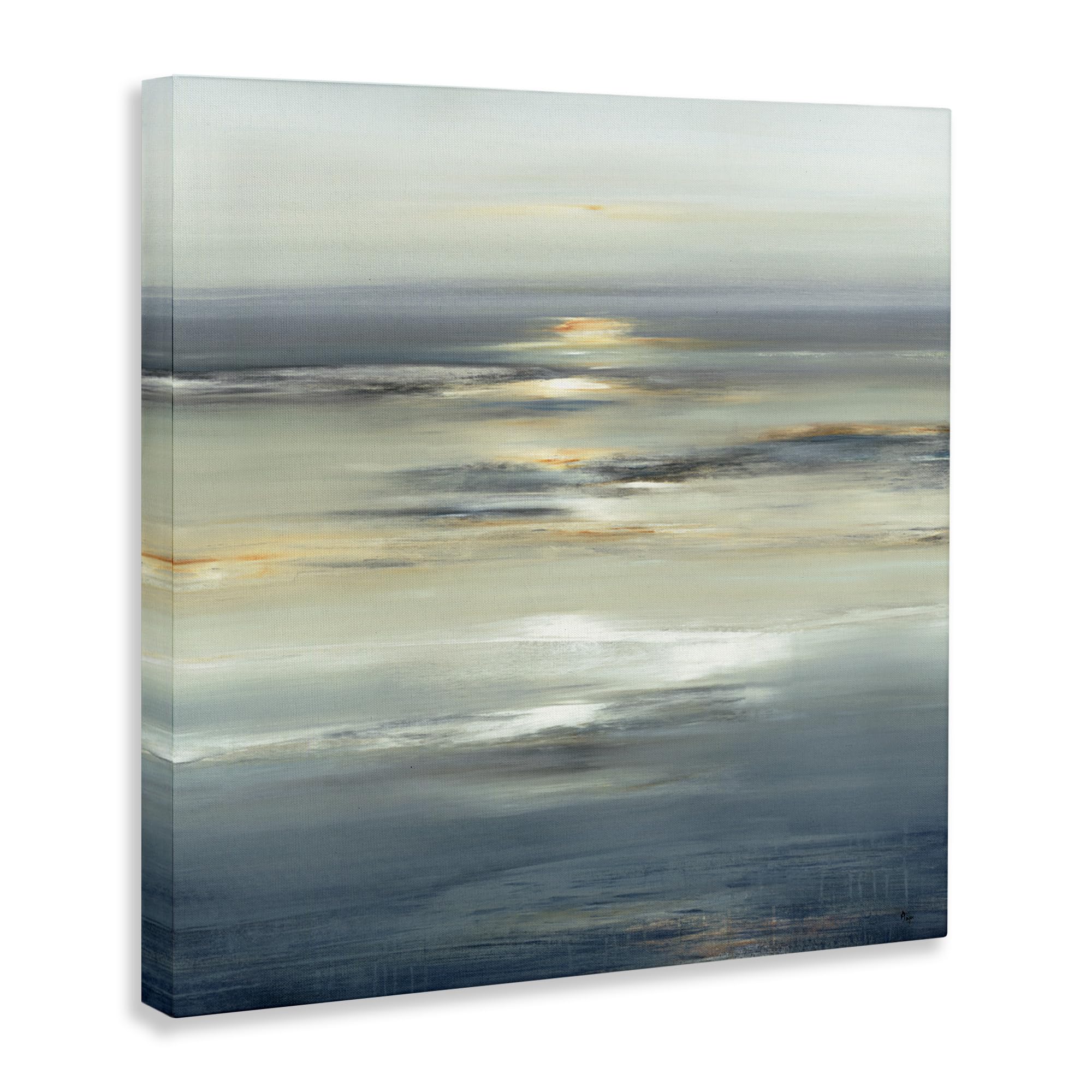 Stupell Industries Abstract Tranquil Nautical Sunrise Reflection Gray Canvas Wall Art by Lisa Ridgers - Perfect for Living Room, Bedroom & Office Decor