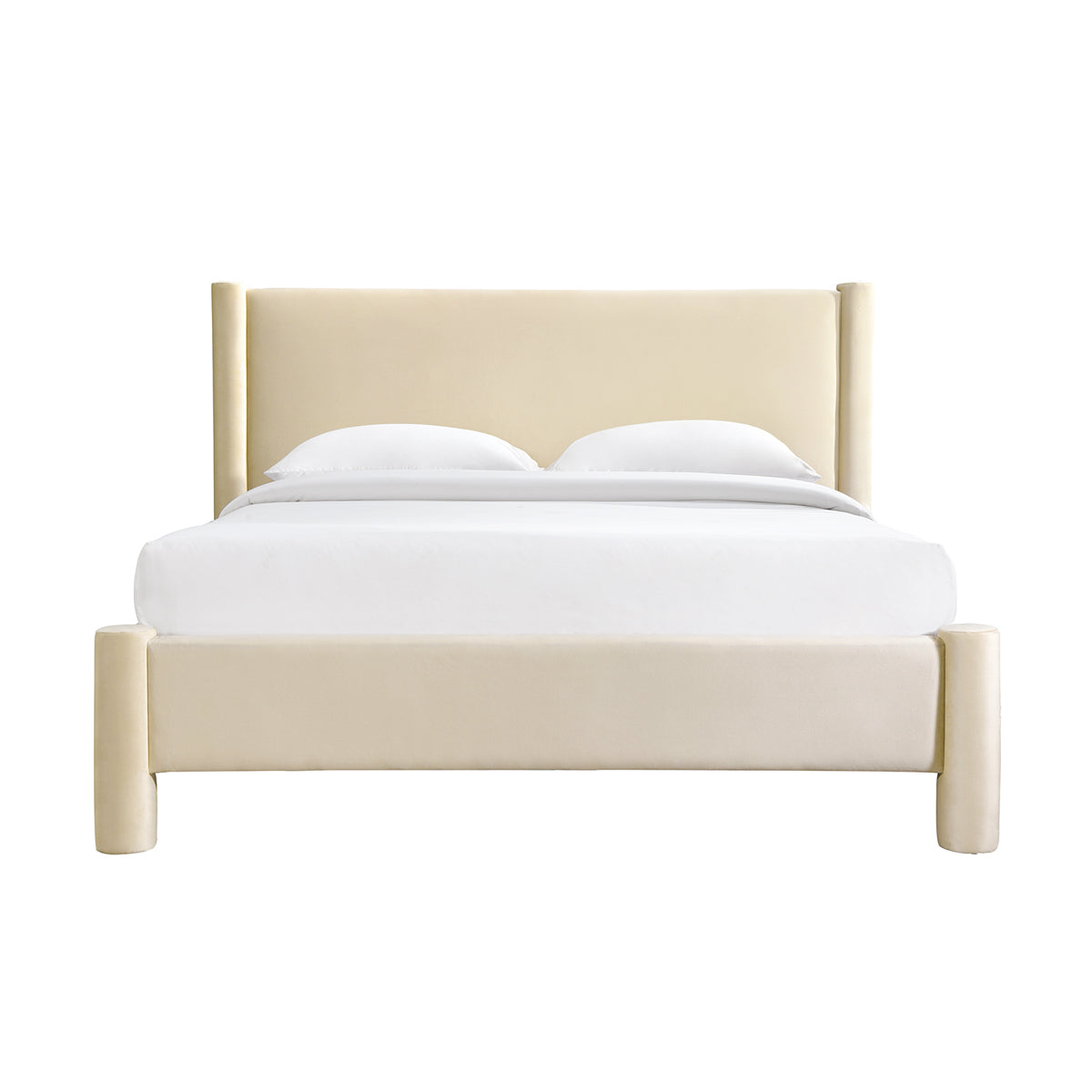 Estelle Velvet Queen Size Bed Frame - Luxurious Desert Velvet Upholstered Platform Bed with Wooden Slats | Perfect for Master Bedroom, Guest Room & Modern Home Decor
