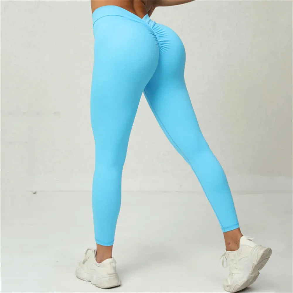 Women's High-Waisted Push Up Yoga Pants - Back V Energy Leggings for Running, Gym & Fitness Training - Breathable Workout Tights for Women - Perfect for Yoga, Pilates & Active Lifestyle