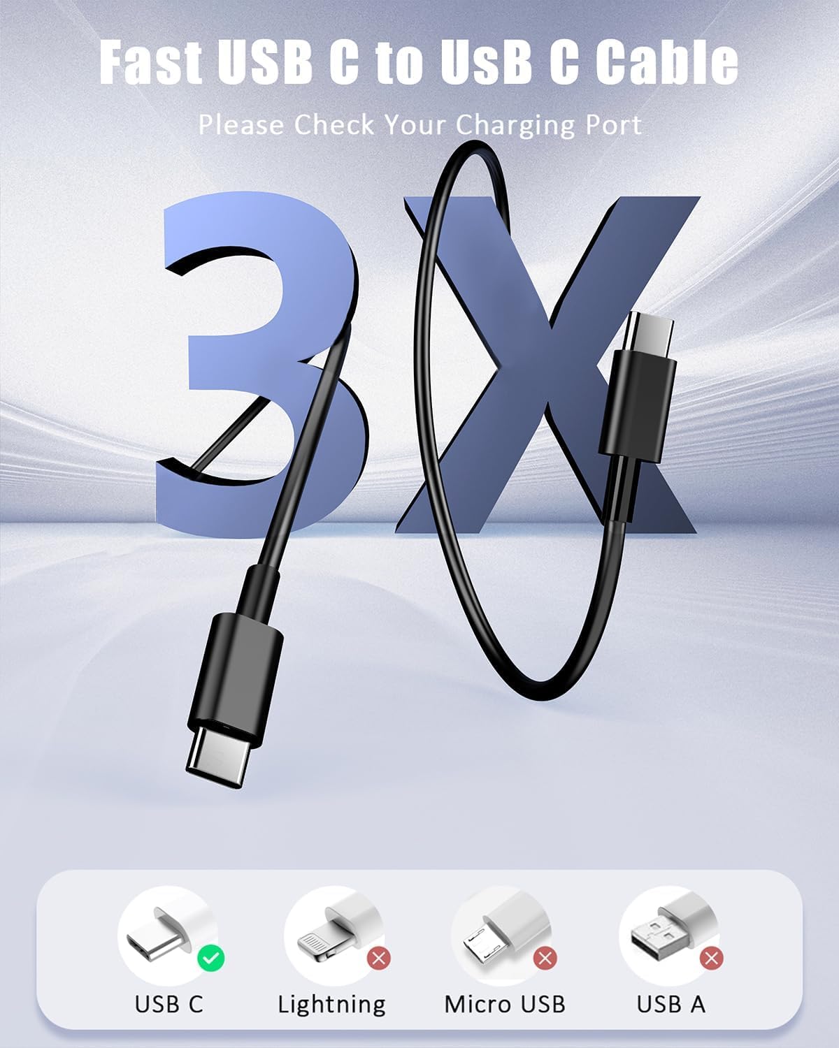 3-Pack USB C Wall Charger with 6FT USB C to C Cable - 25W Super Fast Charging Block for iPhone 15/14/13, Galaxy S24/S23/S22/S21, Note 20, Pixel 7/6 & More - Perfect for Home, Office & Travel Charging Needs