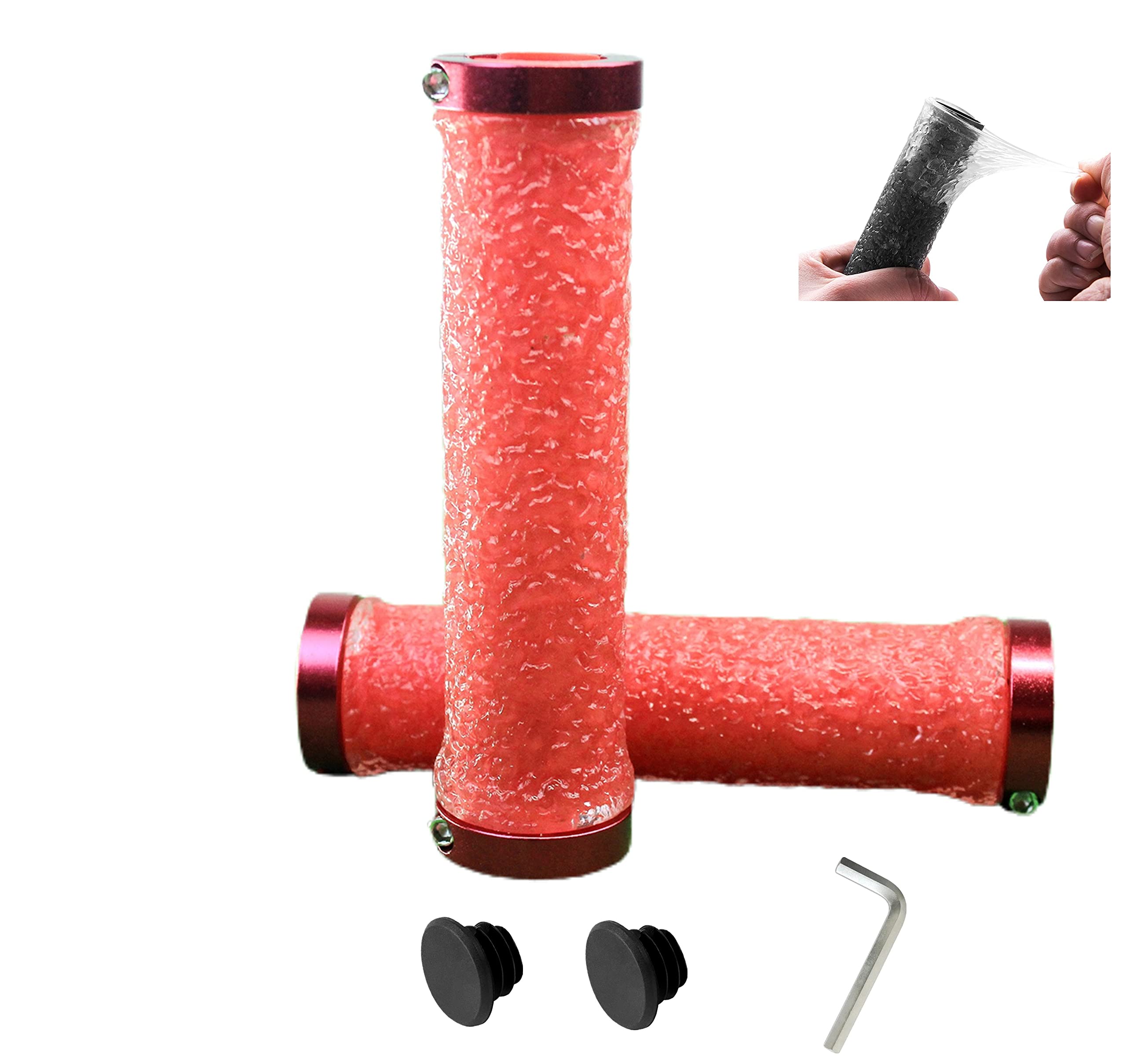 Kukup The Mars Pattern Bike Grips - TPE Elastic Shock Absorbing Mountain Bike Handle Grips for MTB & BMX - Durable Natural Resin Material for Comfortable Cycling, Road Biking and Off-Road Adventures