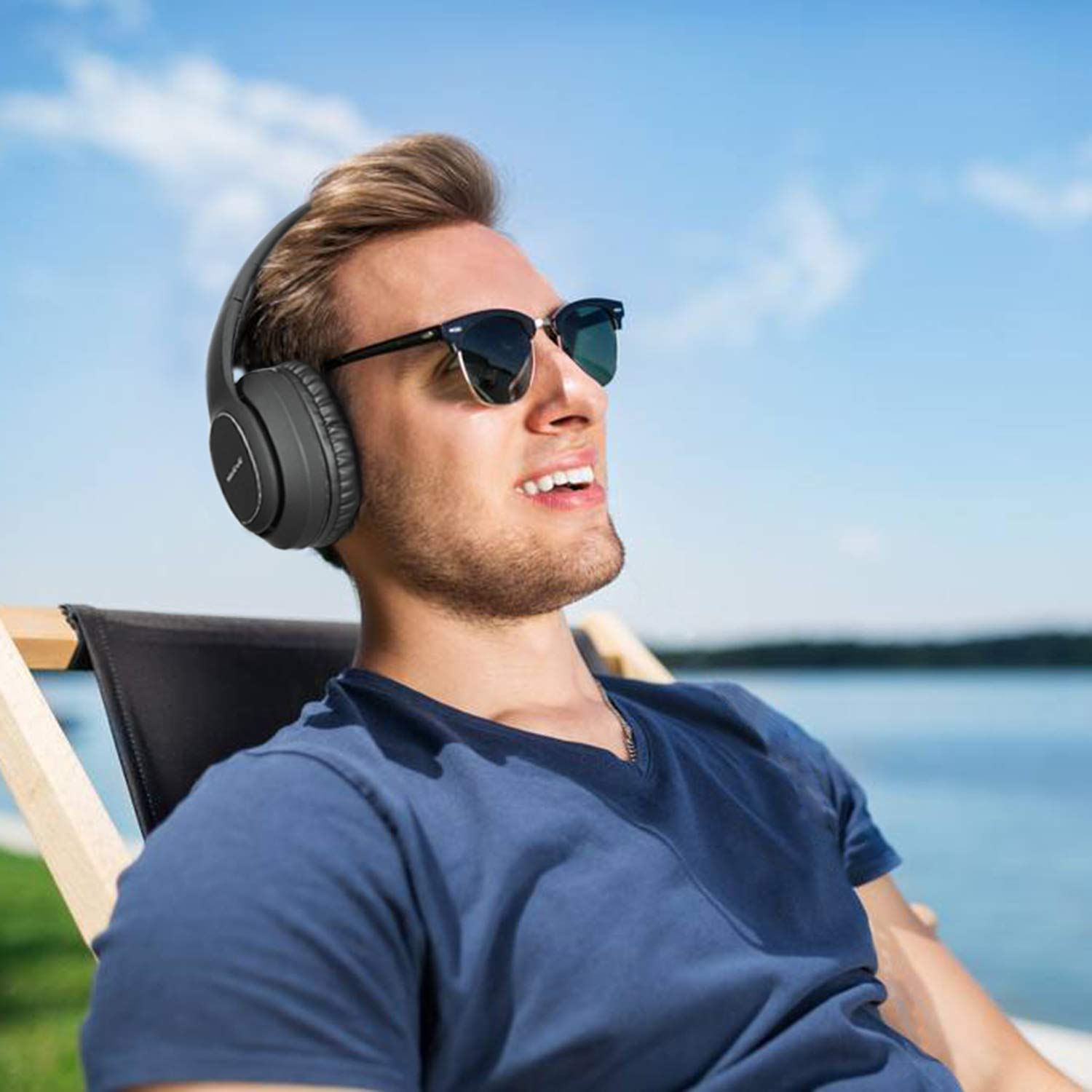 WorWoder 80Hrs Wireless Over Ear Headphones Bluetooth 5.0 with HiFi Stereo Sound & Built-in Mic - Lightweight Noise Cancelling Headset for Work, Travel, Online Classes, Gaming & Music (Black)