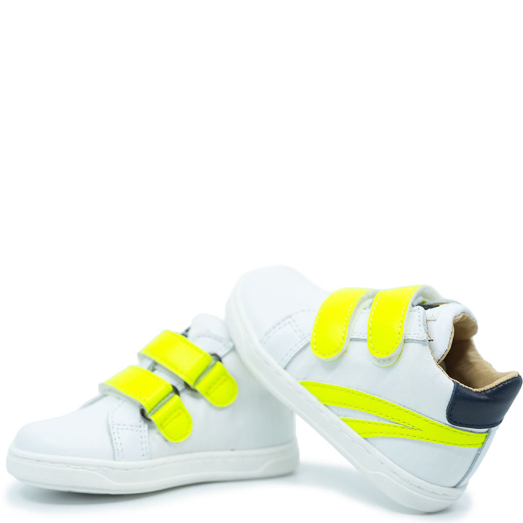 Acebos White and Neon Baby Sneakers - Comfortable & Stylish First Walking Shoes for Infants - Perfect for Daily Wear, Outdoor Play & Special Occasions