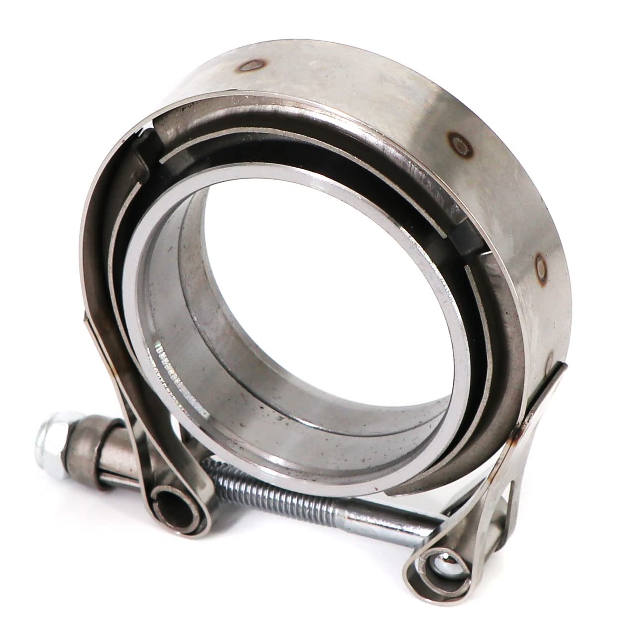 2.5 Inch Stainless Steel V-Band Clamp Kit with Male & Female Flanges for Turbo Exhaust Downpipe - High Temperature Resistant, Perfect for Automotive Exhaust Systems & Performance Upgrades