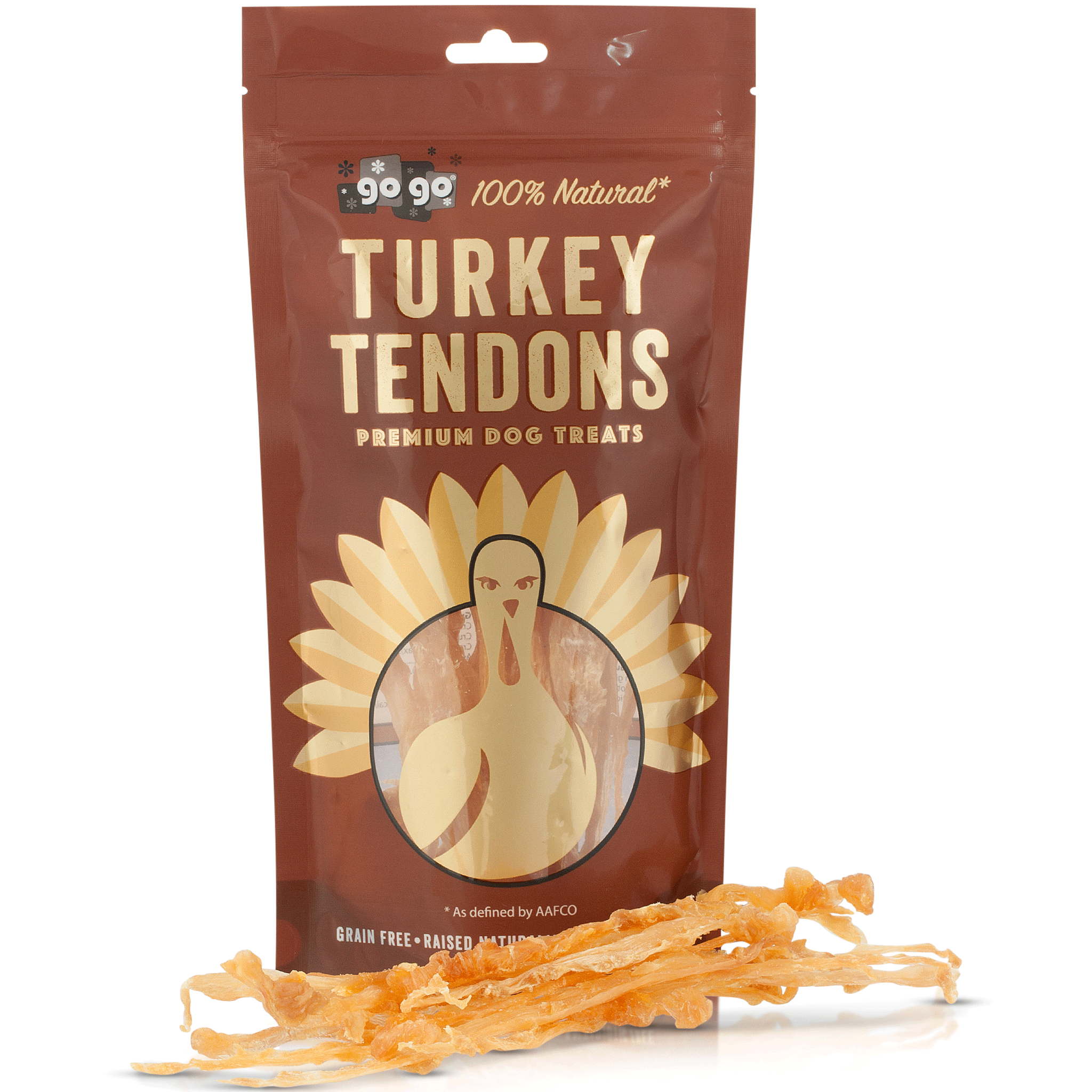 GoGo Turkey Tendons - Natural Dog Chews for Small & Large Breeds - High-Protein, Grain-Free Dog Treats - Perfect for Training, Dental Health & Long-Lasting Chewing