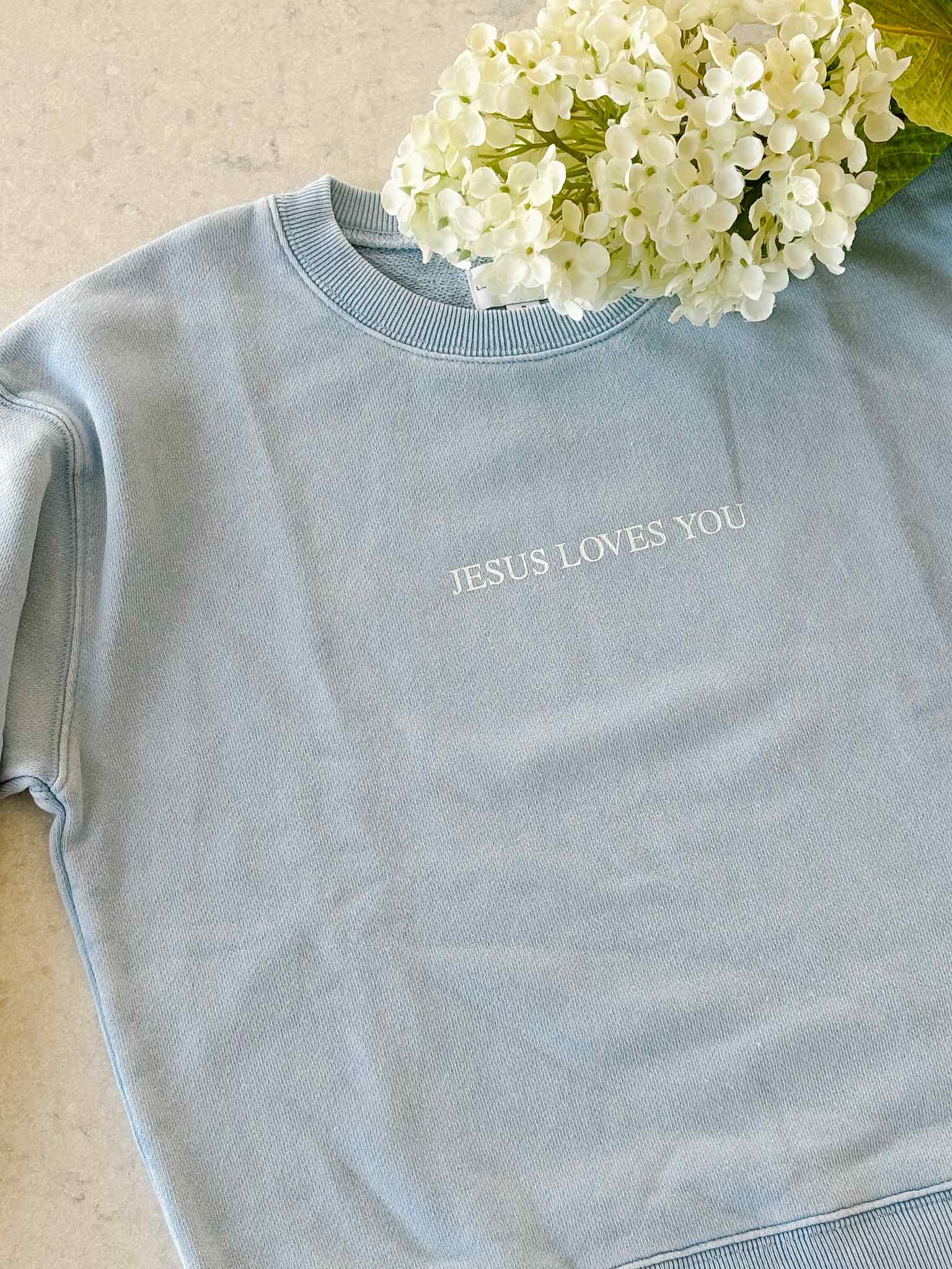 Jesus Loves You Kids Crewneck Sweatshirt - Soft Blue Christian Pullover for Boys & Girls - Church, Sunday School & Family Worship Outfit