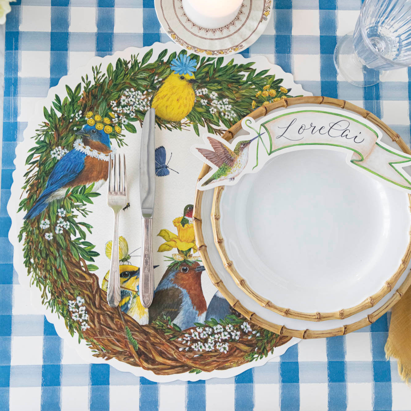 Songbird Wreath Placemat - Laser Cut Floral Table Decor for Spring & Summer Dining - Perfect for Easter, Mother's Day & Wedding Table Settings