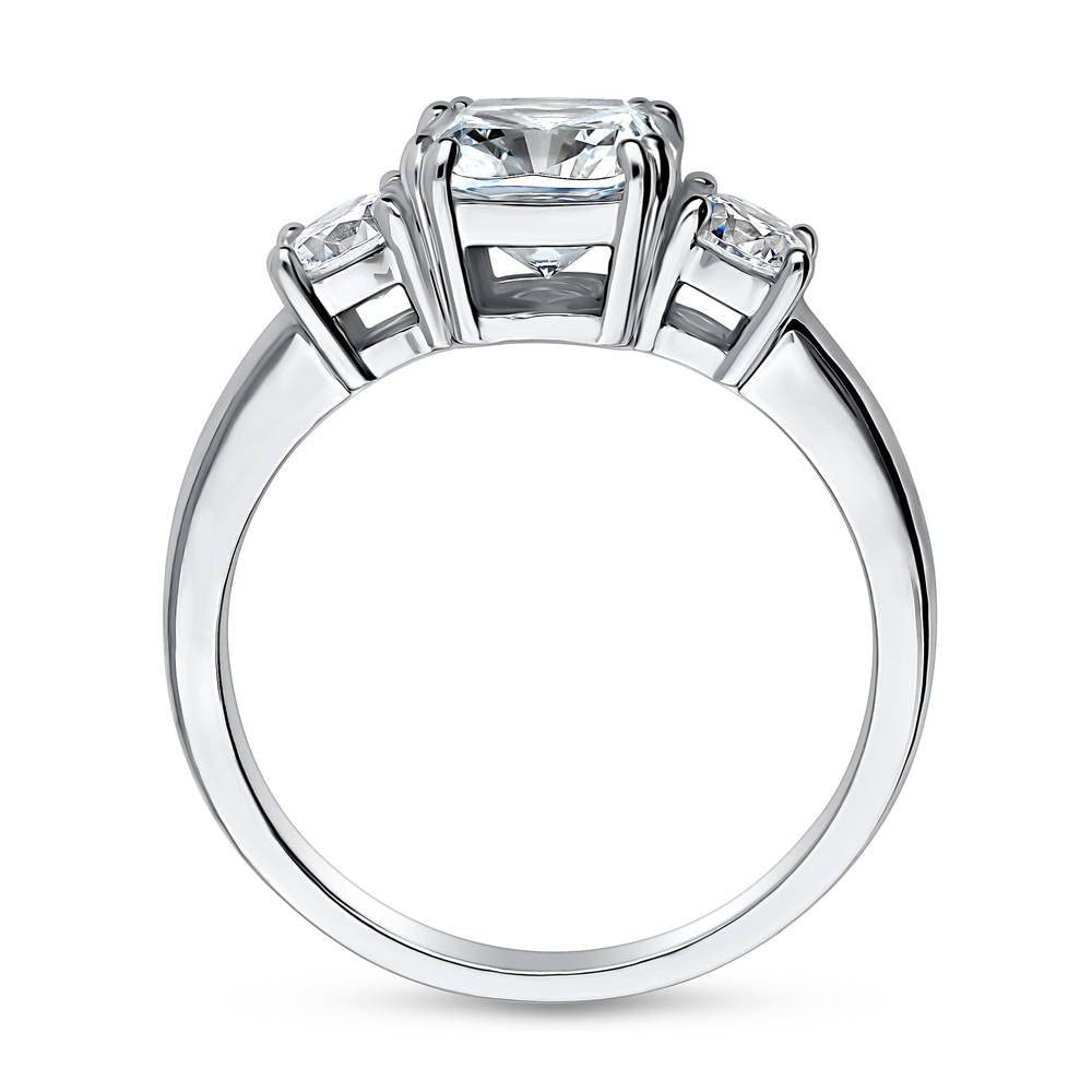 BERRICLE Sterling Silver 3-Stone Wedding Engagement Ring 2 Carat Cushion Cut Cubic Zirconia CZ Promise Ring for Women, Rhodium Plated Size 4-10 - Perfect for Proposals, Anniversaries & Special Occasions