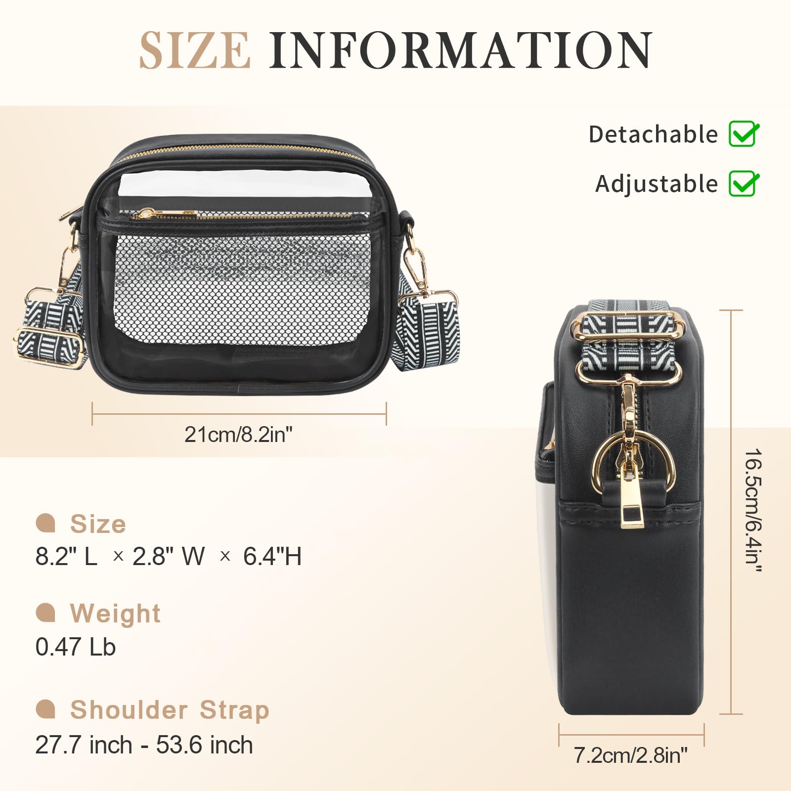 MOMSIV Clear Stadium Bag - Approved Clear Purse for Concerts, Sports & Events - Adjustable Strap Clear Tote for Women & Men - Perfect for NFL Games, Music Festivals & Theme Parks