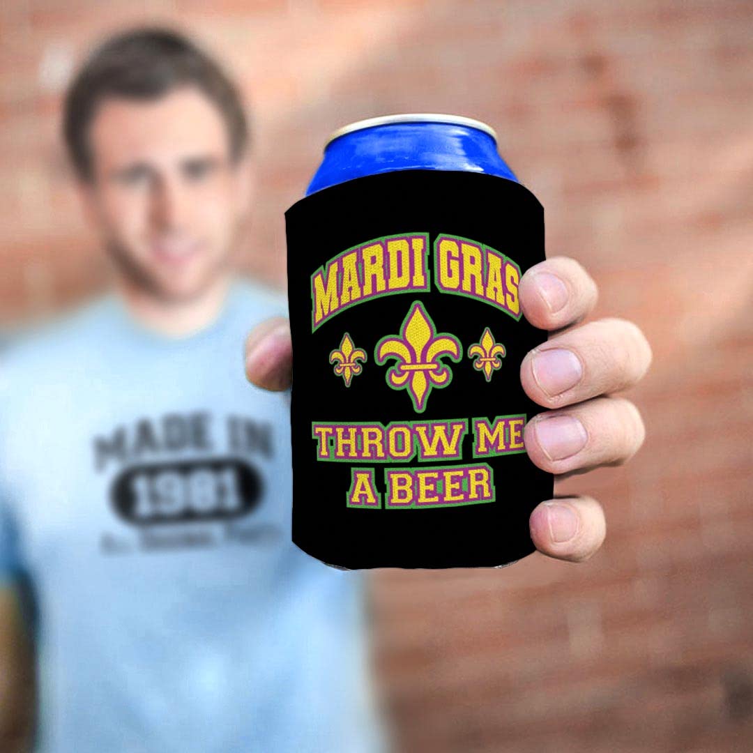 48-Pack Mardi Gras Beer Can Coolers - Insulated Drink Sleeves for Party, Parade & Tailgating - Fun Themed Throw Me A Beer Koozies for Festive Celebrations