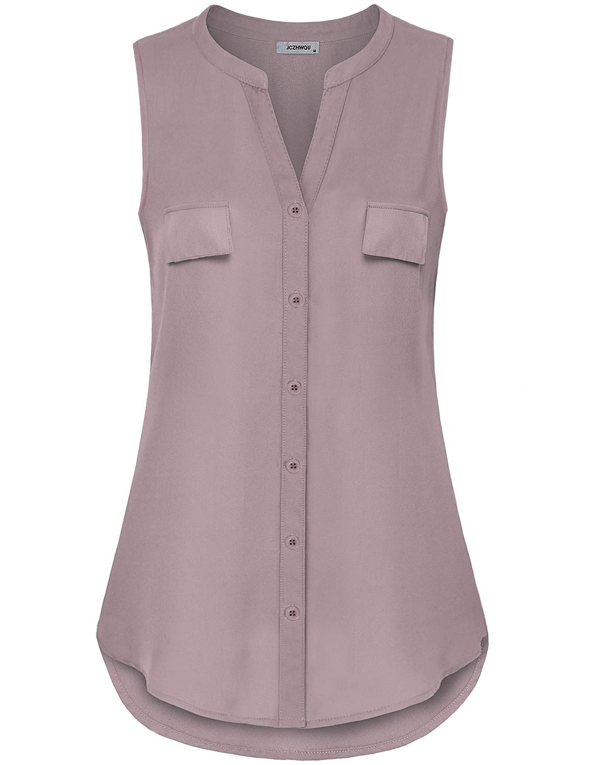 Women's Notch V-Neck Sleeveless Chiffon Blouse - Flowy Summer Tops for Casual Wear, Office & Date Night Outfits
