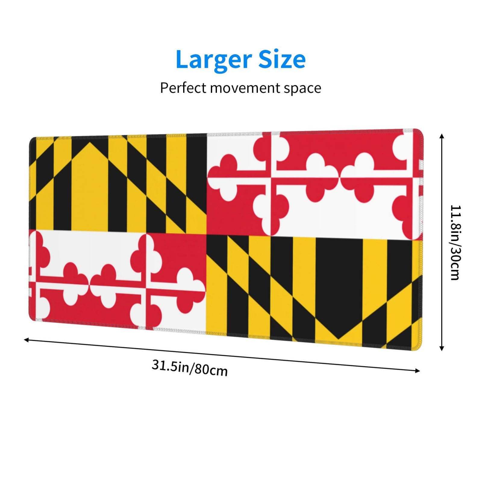 Maryland Flag Large Keyboard Mat - Smooth Durable Desk Pad & Gaming Mouse Pad - Waterproof Easy Clean - Perfect for Office, Gaming & Home Workspace