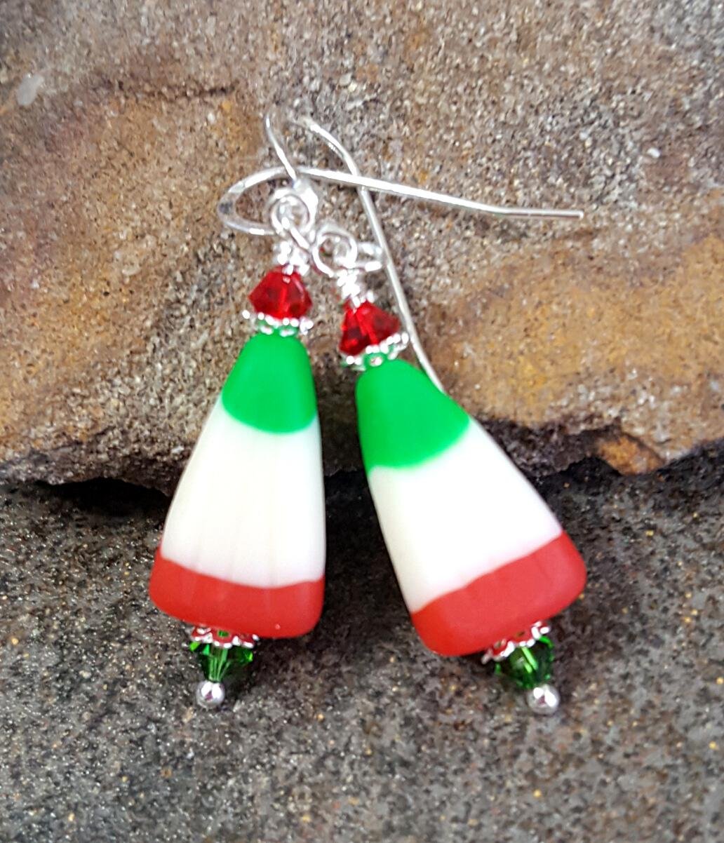 Christmas Candy Earrings - Sterling Silver Dangle Earrings for Women, Holiday Party Jewelry Gift for Christmas, Halloween, Valentine's Day