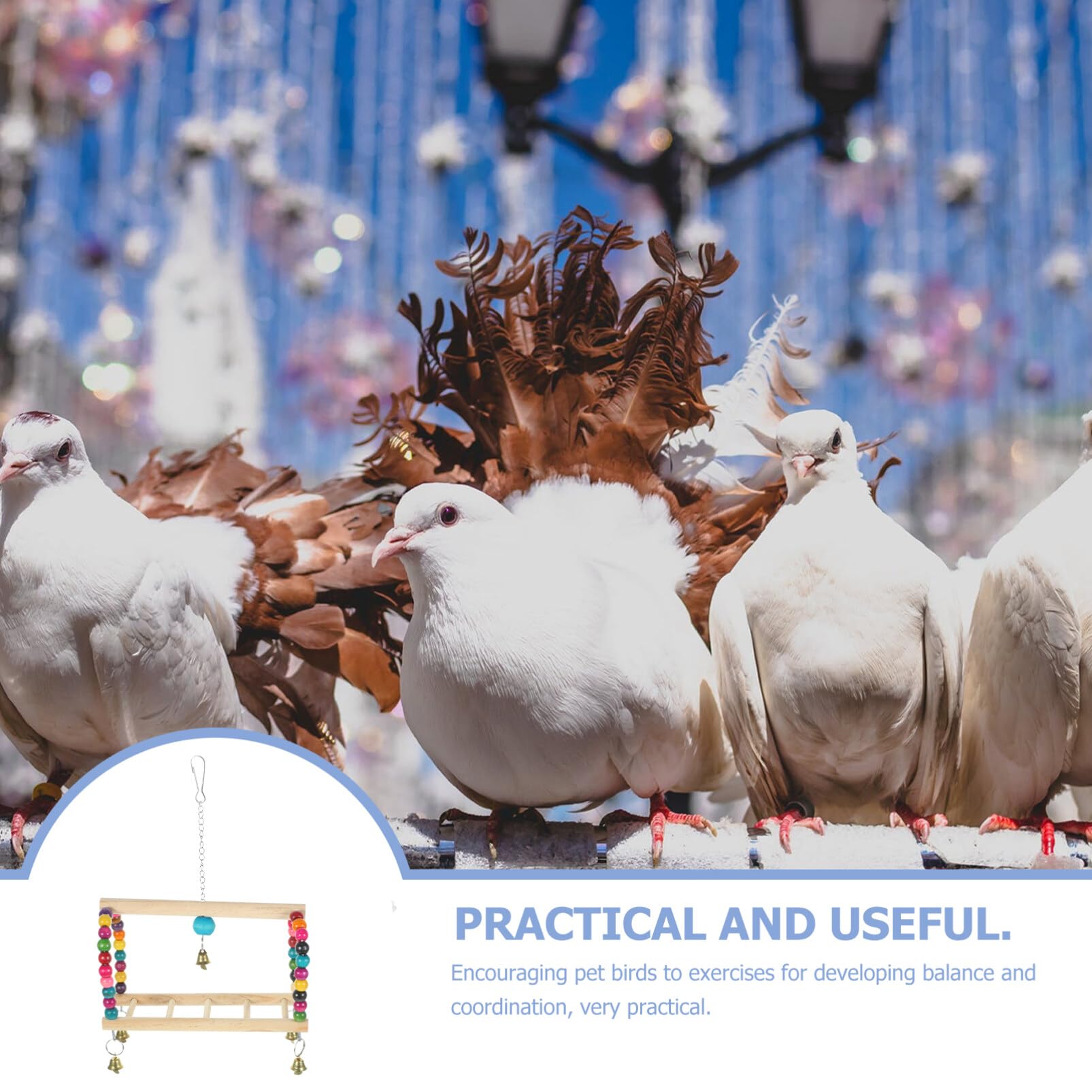 **Natural Wooden Bird Perch & Swing Toy Set - Chewing Ladder Bridge for Parrots, Parakeets, Lovebirds - Cage Accessories for Hanging, Standing & Play - Perfect for Small Birds' Exercise & Entertainment**
