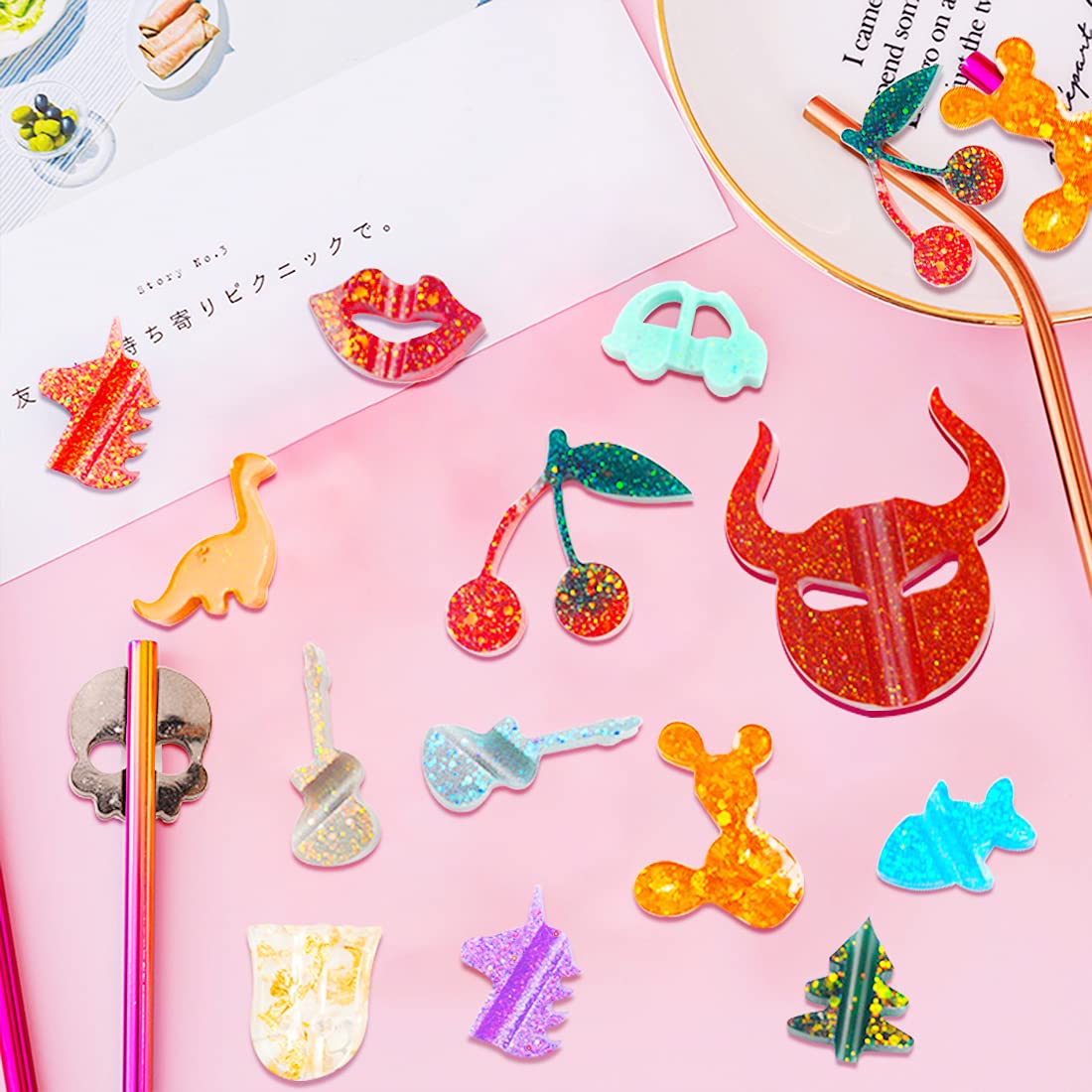 Voyyphixa 4-Pack Silicone Straw Topper Molds for Epoxy Resin Casting - Animal Shaped Straw Topper Attachments for Tumblers, Cups & DIY Drinkware Decorations - Perfect for Crafting, Party Favors & Handmade Gifts
