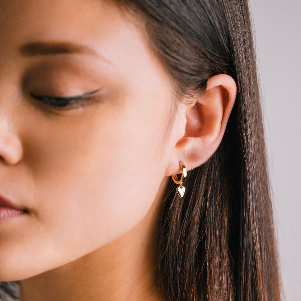 Everly Heart Huggie Hoop Earrings - Dainty Gold Heart Hoops for Women - Perfect for Valentine's Day, Date Night & Everyday Wear