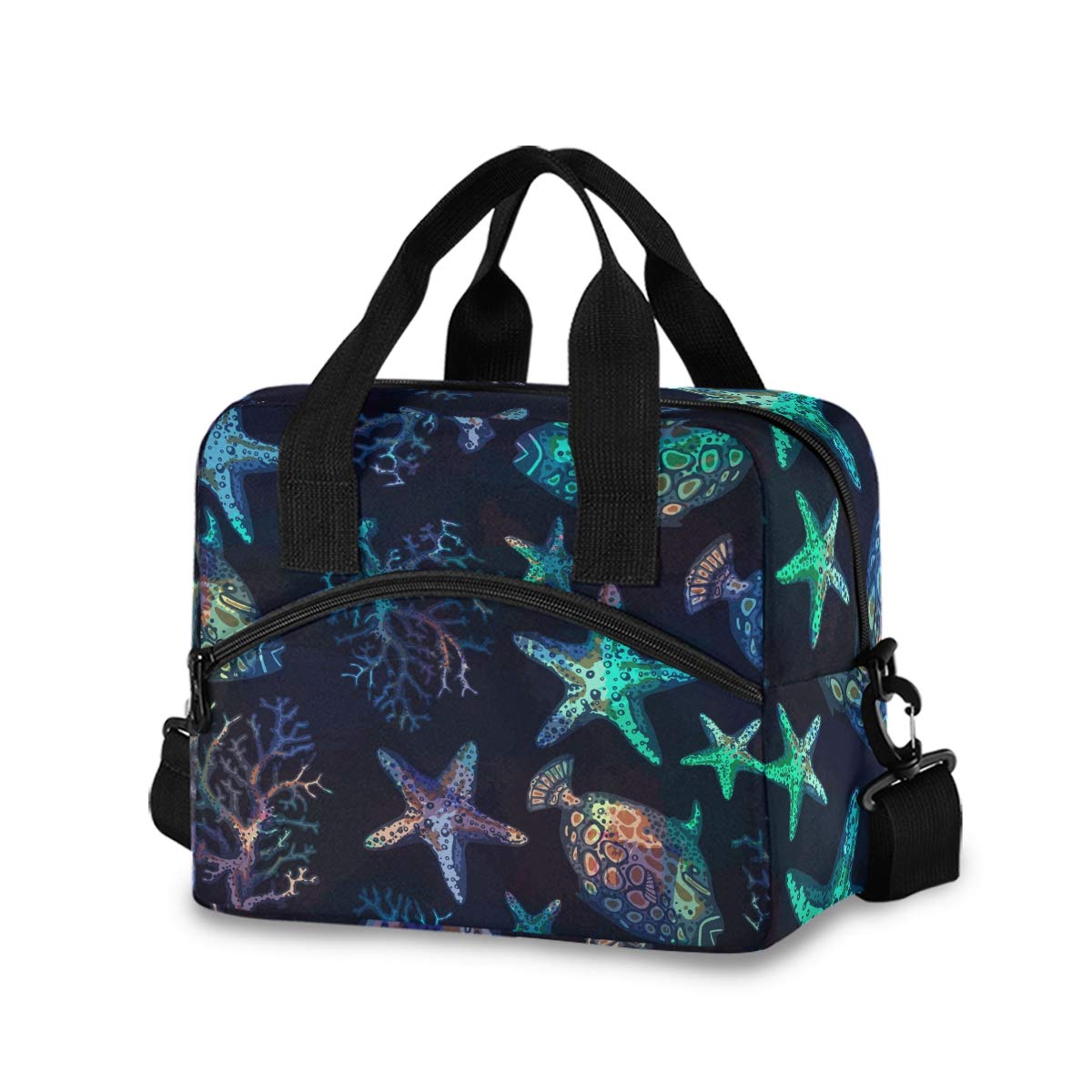 Sea Starfish Leakproof Lunch Bag for Women - Insulated Lunch Box with Adjustable Shoulder Strap, Perfect for Nurses, Teachers & Office Workers - Ideal for Work, School & Picnics (A68K)