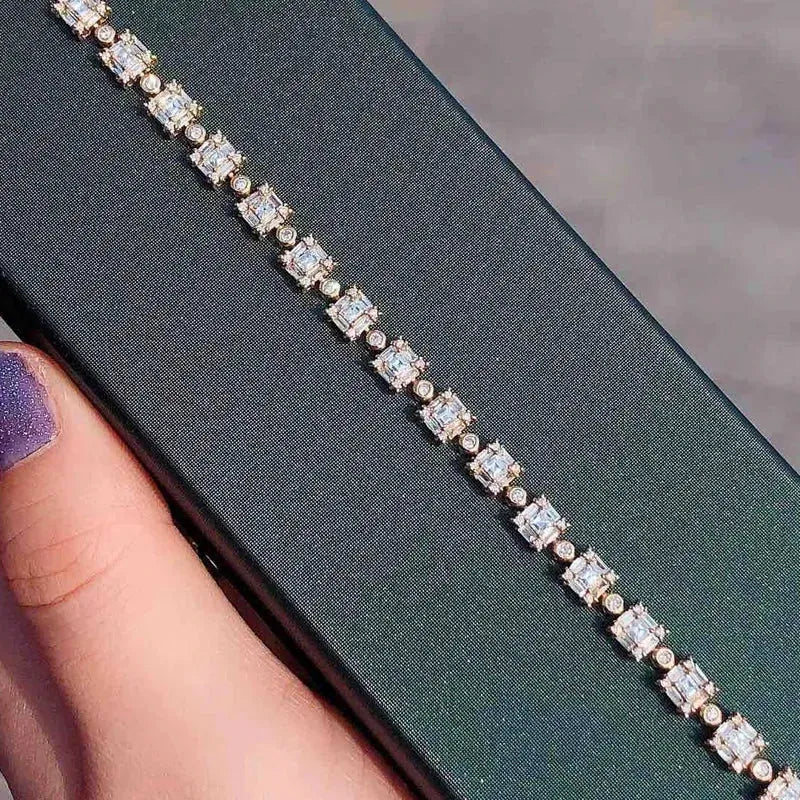 18K Rose Gold Real Diamond 3.0ct H SI Luxury Square Bracelet for Women - Elegant Wedding, Engagement & Party Jewelry | Perfect Gift for Anniversary, Valentines Day & Special Occasions
