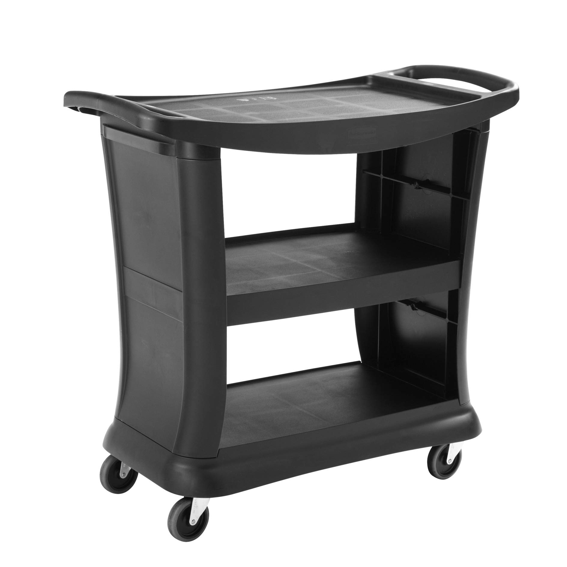 Rubbermaid Commercial Utility Cart - 300 lb Capacity, Black - Heavy Duty Service Cart for Food Service, Restaurant, Cleaning & Office Use - Ideal for Kitchen, Janitorial & Hospitality Workstations