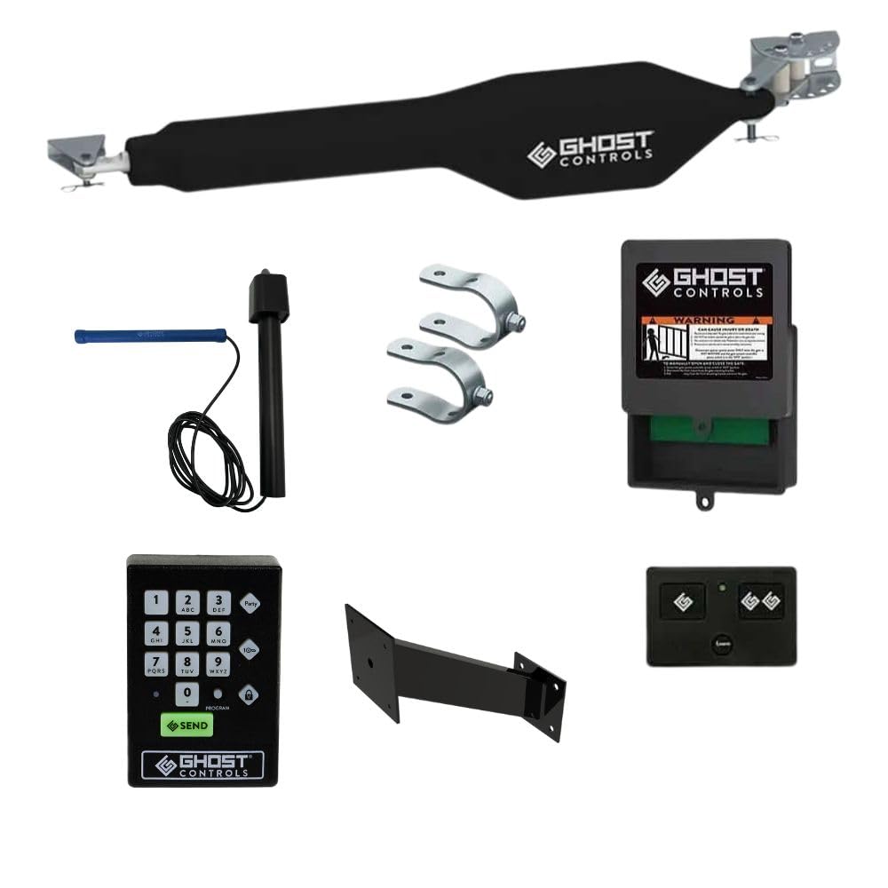 Ghost Controls Heavy Duty Single Automatic Gate Opener with Wireless Remote Access - Ideal for Driveway Security, Farm Gates & Estate Entryways