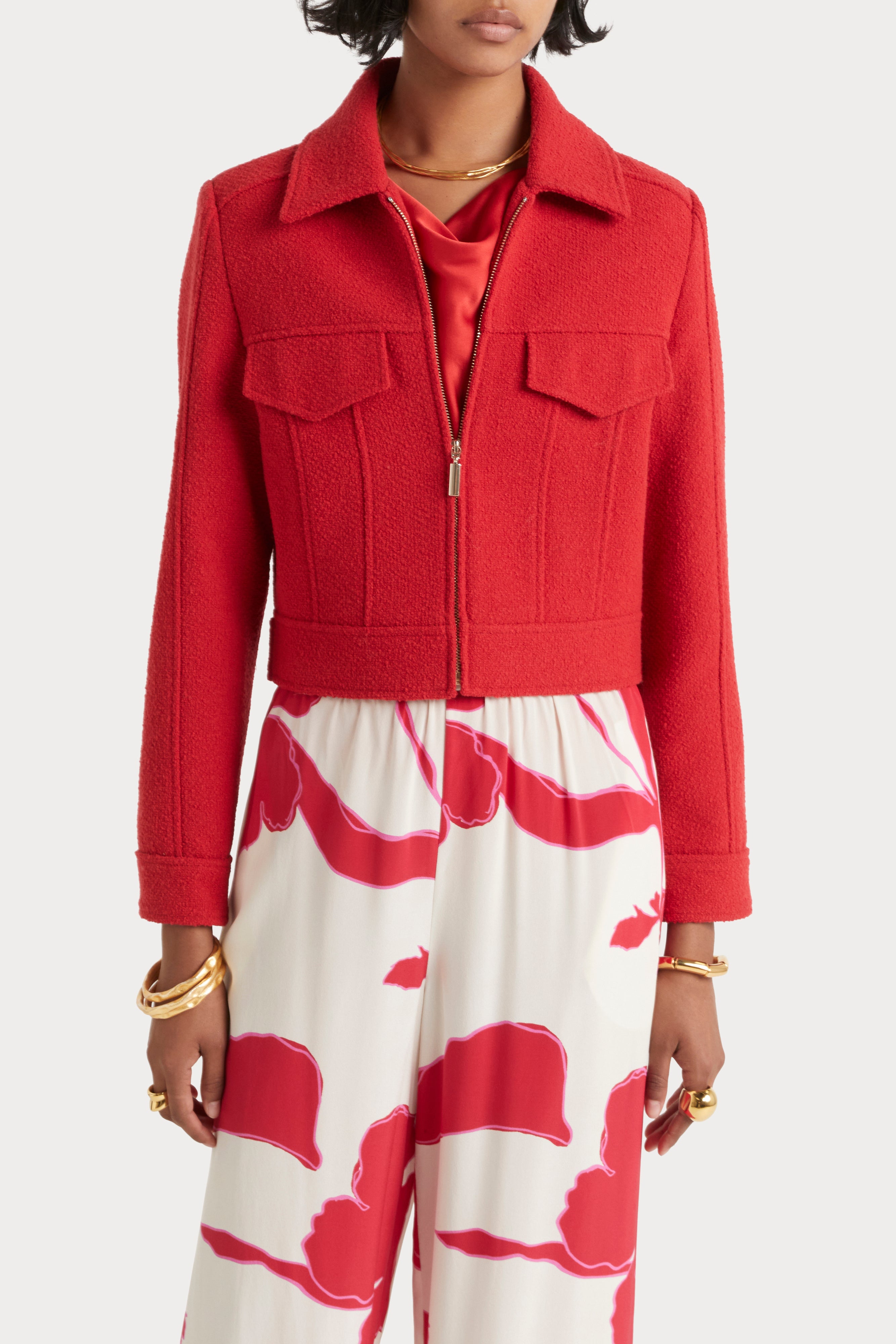 Husk Boucle Jacket for Women - Soft & Stylish Red Outerwear - Perfect for Fall & Winter Fashion, Office Wear, and Casual Outings