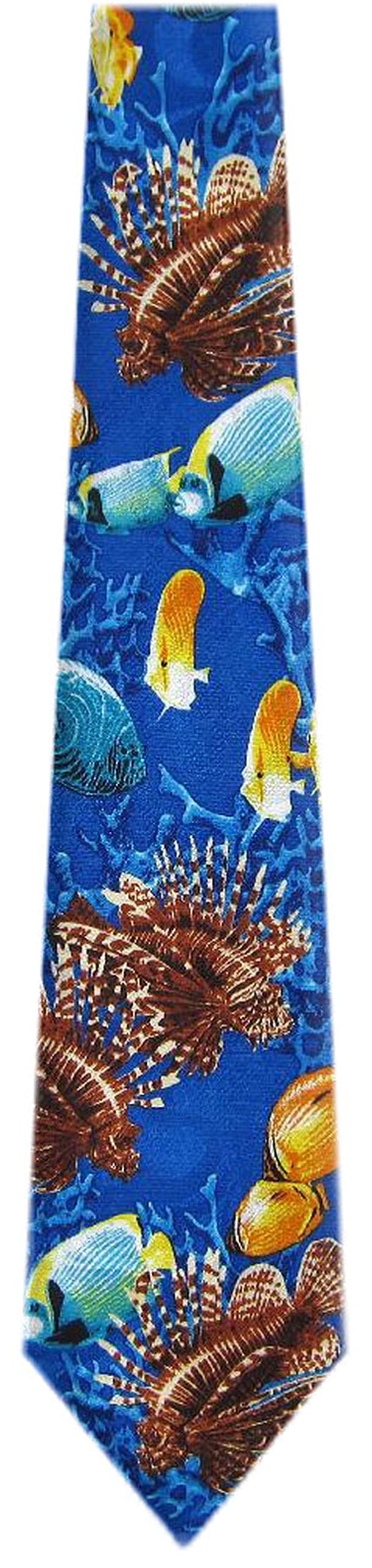 BUYYOURTIES Men's Fish Pattern Silk Necktie - Formal Business Tie for Office, Wedding & Special Occasions