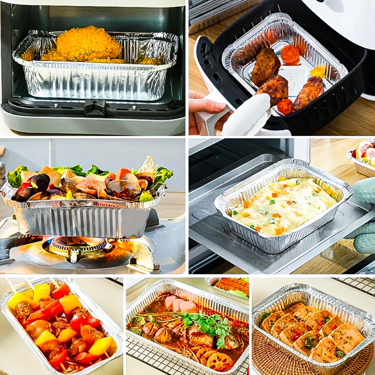 50 Pack Christmas Aluminum Pans with Lids - 6.5 x 5 Inch Disposable Food Containers for Baking, Roasting, Meal Prep, Storage | Perfect for Holiday Parties, BBQ, Thanksgiving & Christmas Dinner
