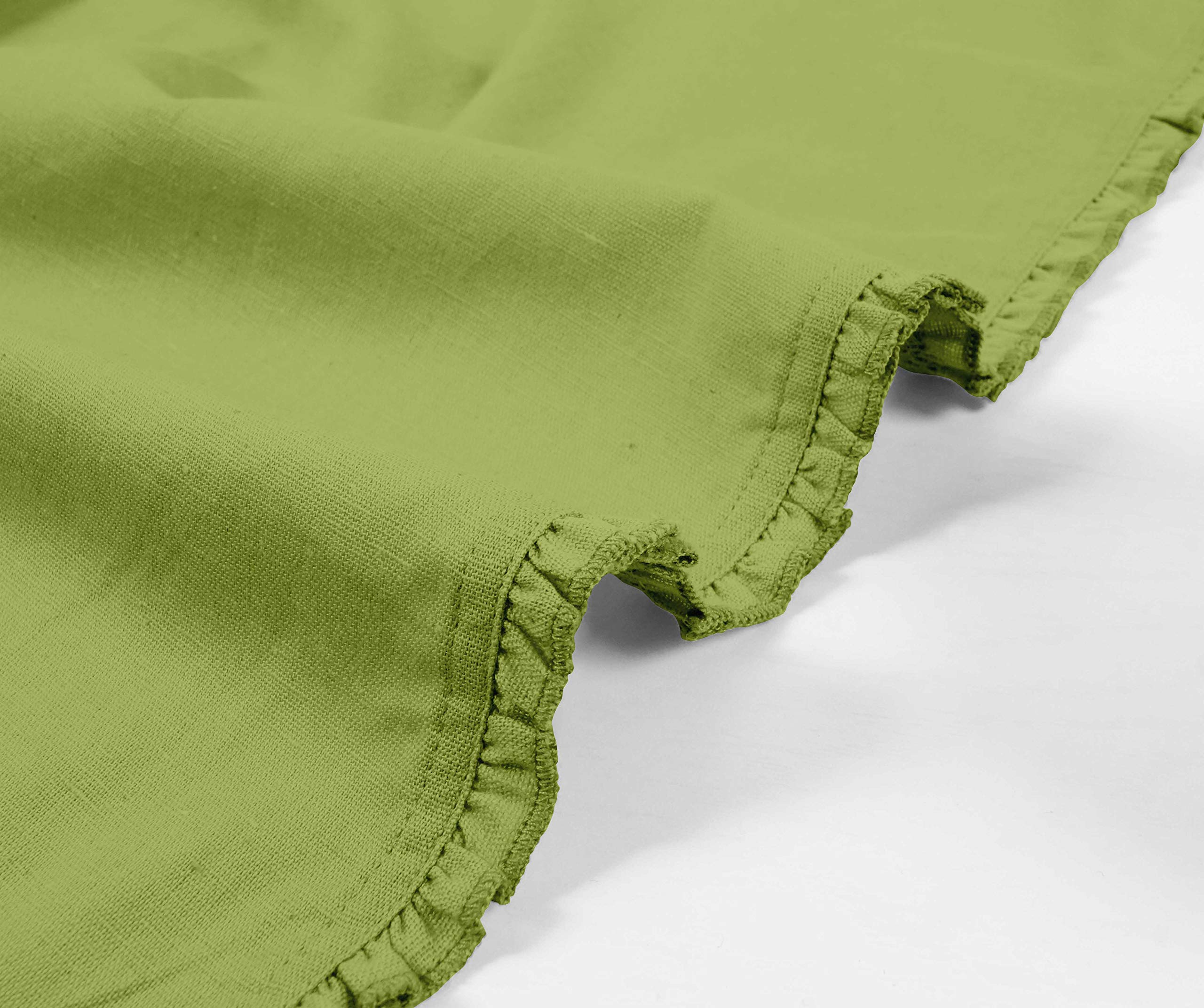 Eco-Friendly Light Green Reversible Frill Table Mats & Napkins Set - 6-Piece Dining Room Decor for Everyday Use & Special Occasions
